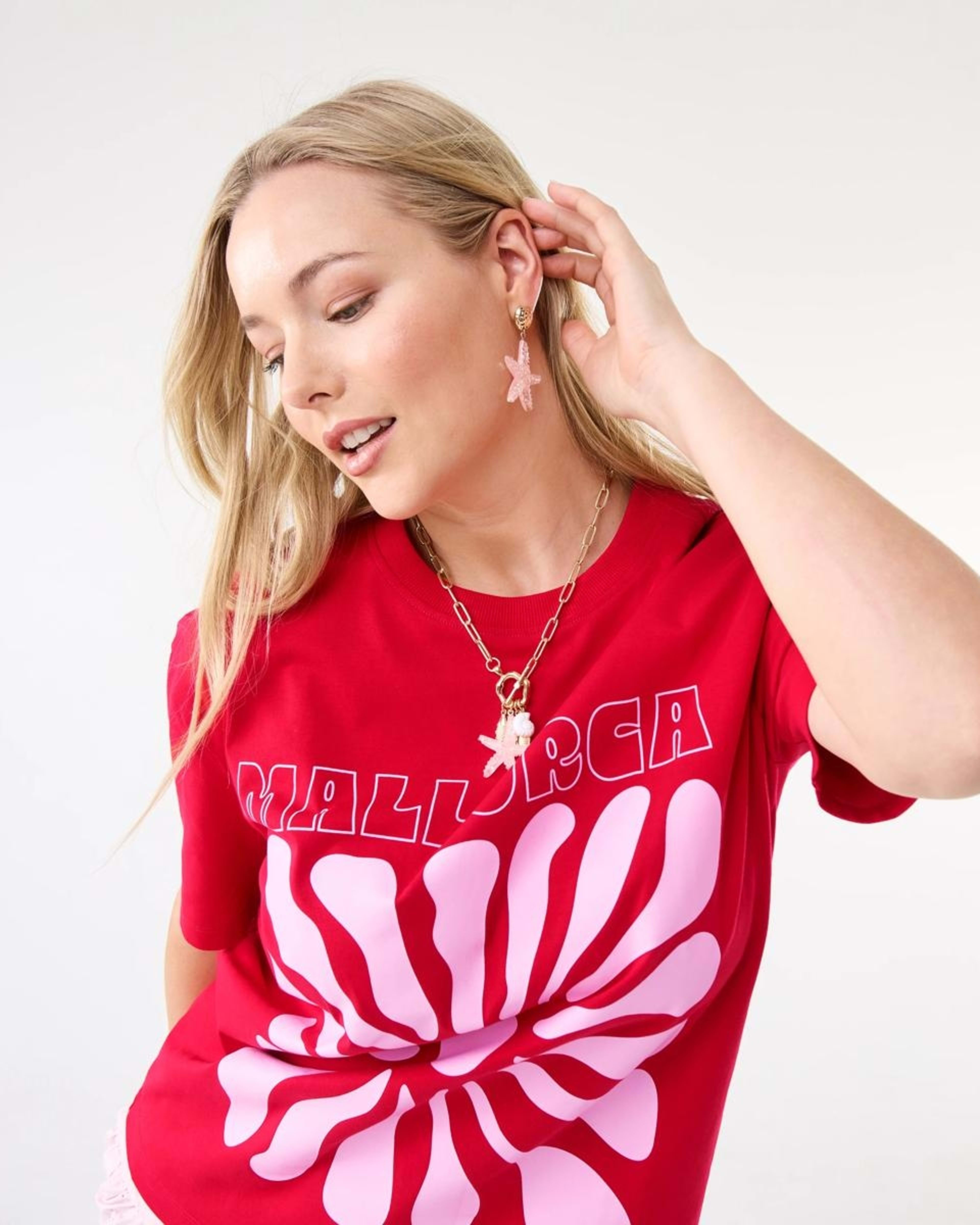 4 Starfish Drop Earrings - Pink and Gold Tone Gold, 4 of 5