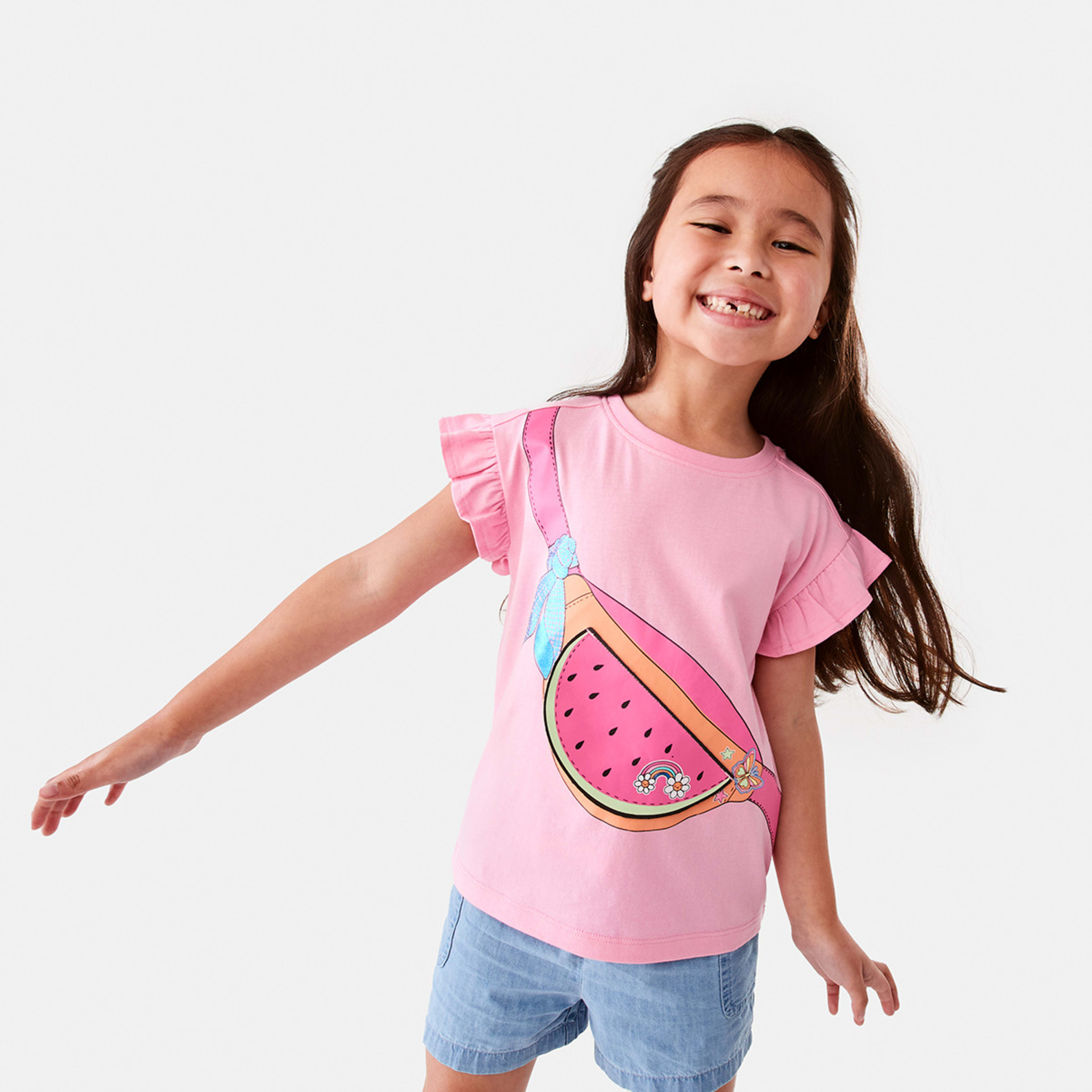 1 Print Flap Novelty T-shirt Pnk Wmelon, 1 of 10