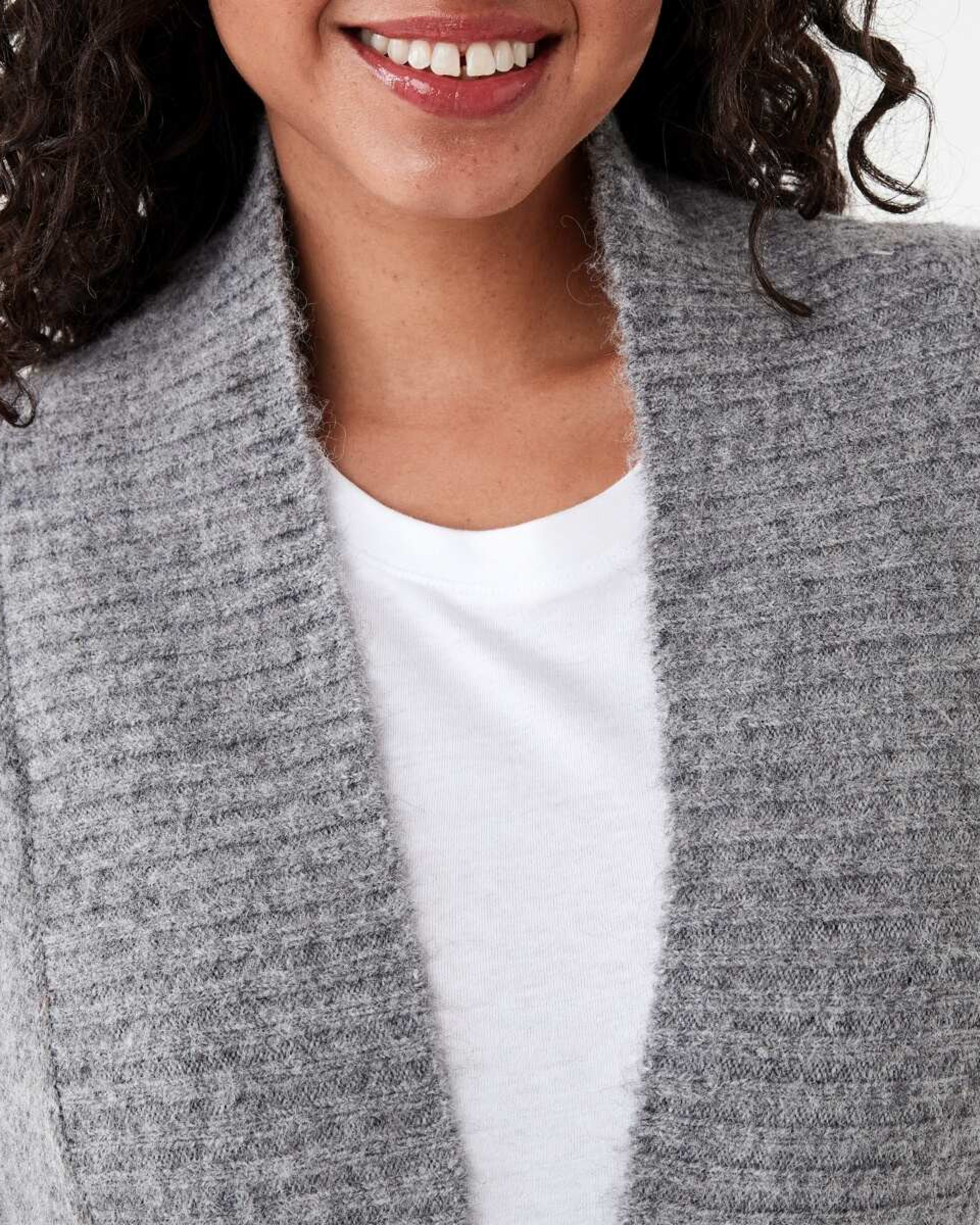5 Longline Fluffy Cardigan Grey Marle, 5 of 7
