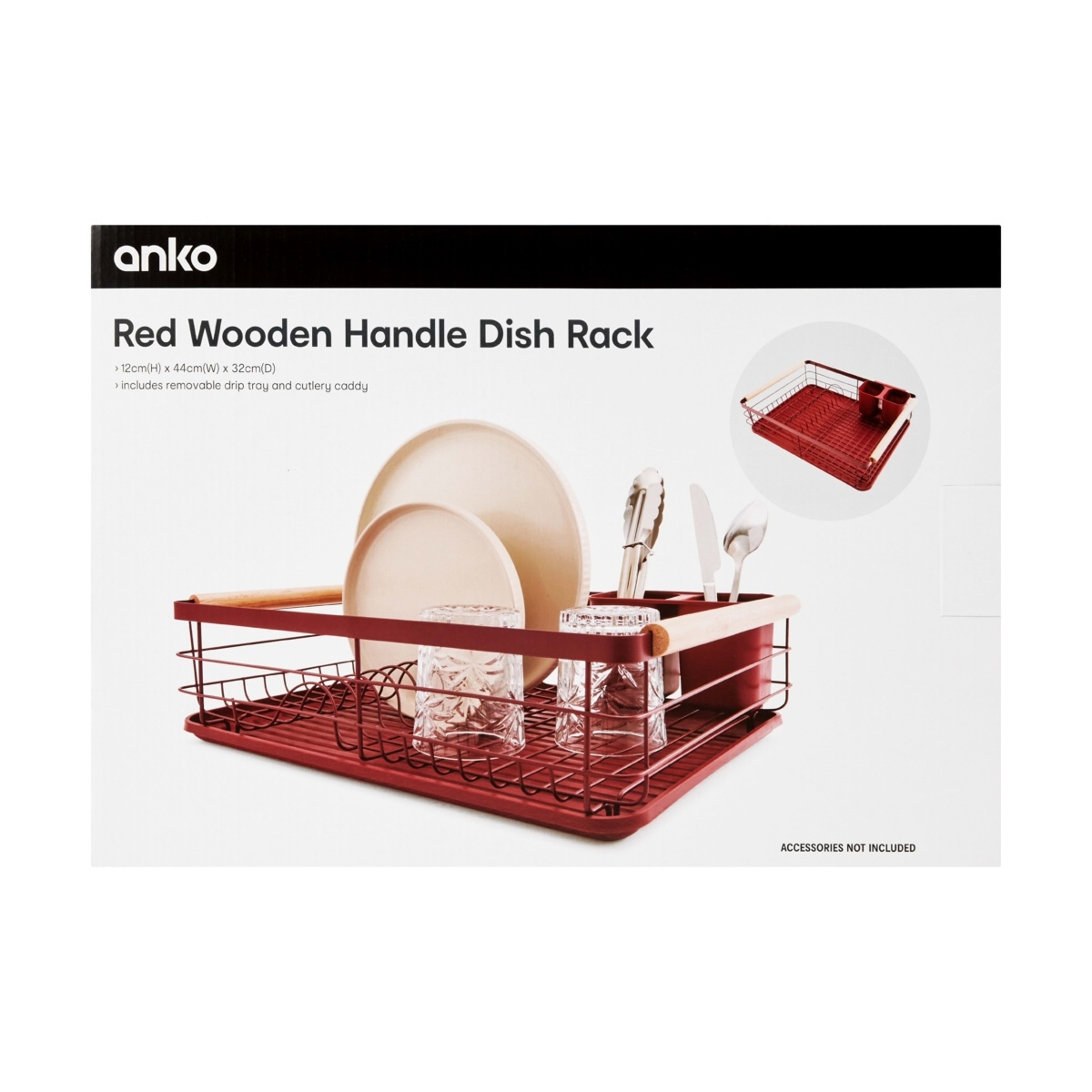 10 Red Wooden Handle Dish Rack, 10 of 10