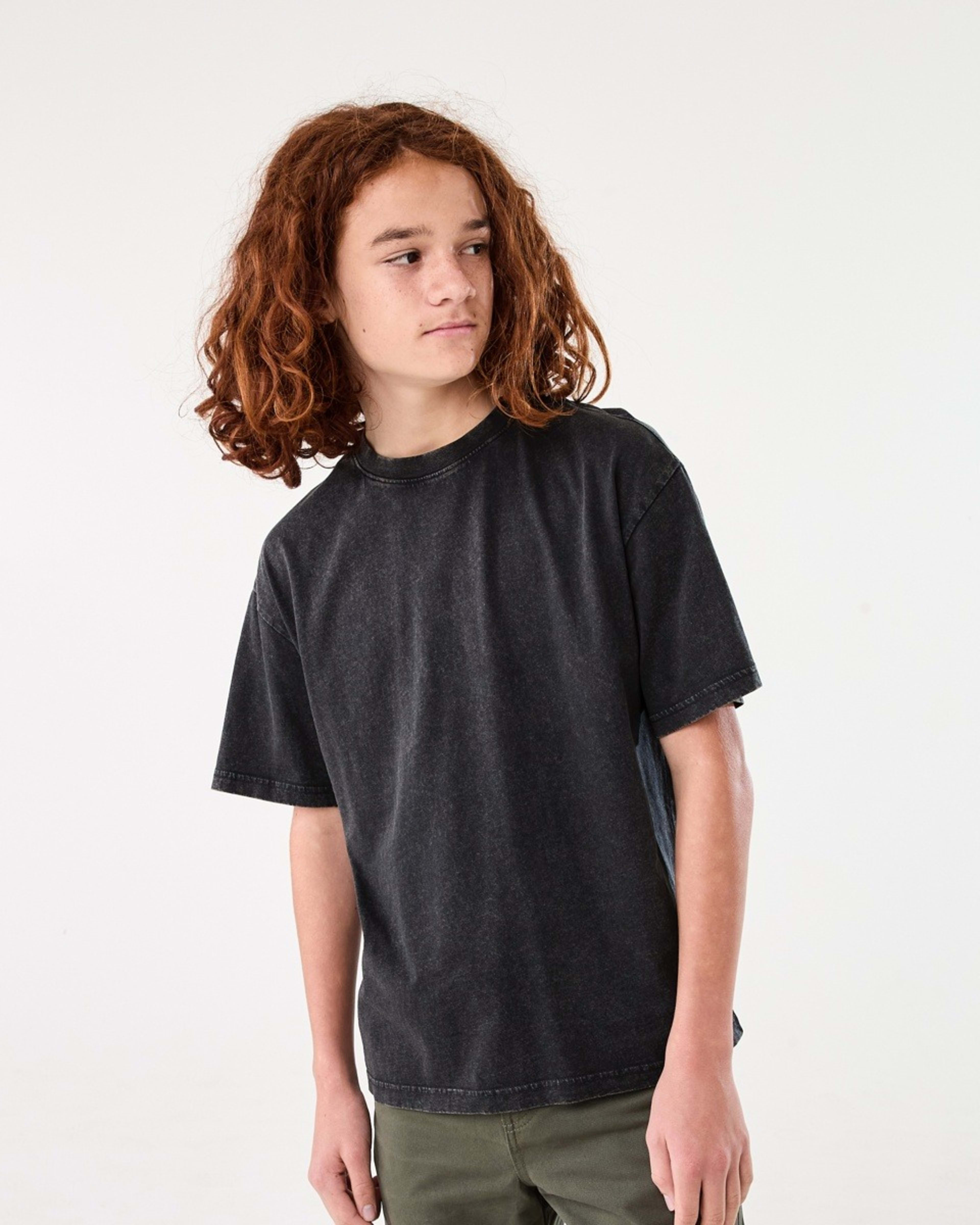 1 Short Sleeve Oversized Acid Wash T-shirt BLACK