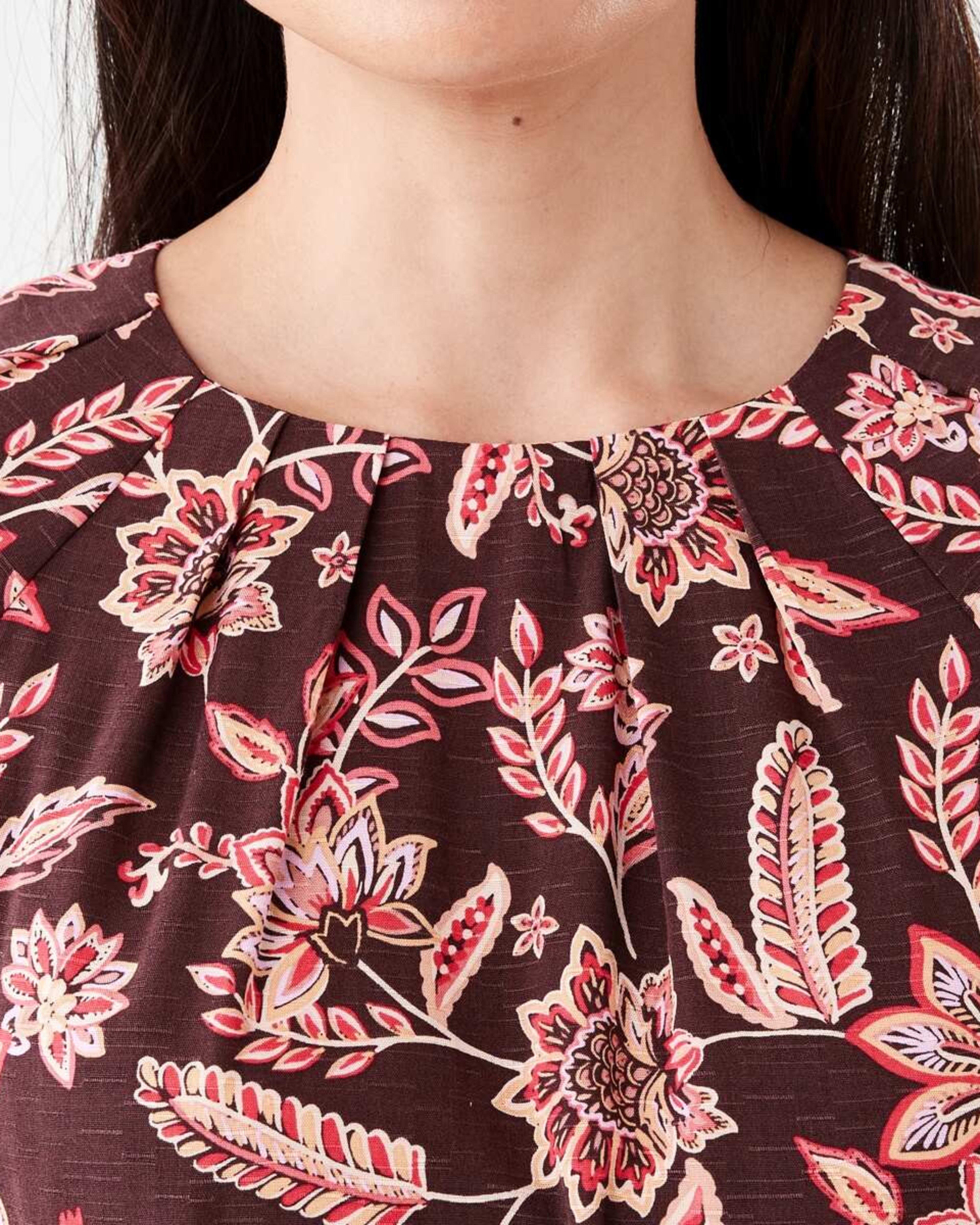 5 Short Sleeve Tuck Top CHINTZ WARM MULBERRY, 5 of 6