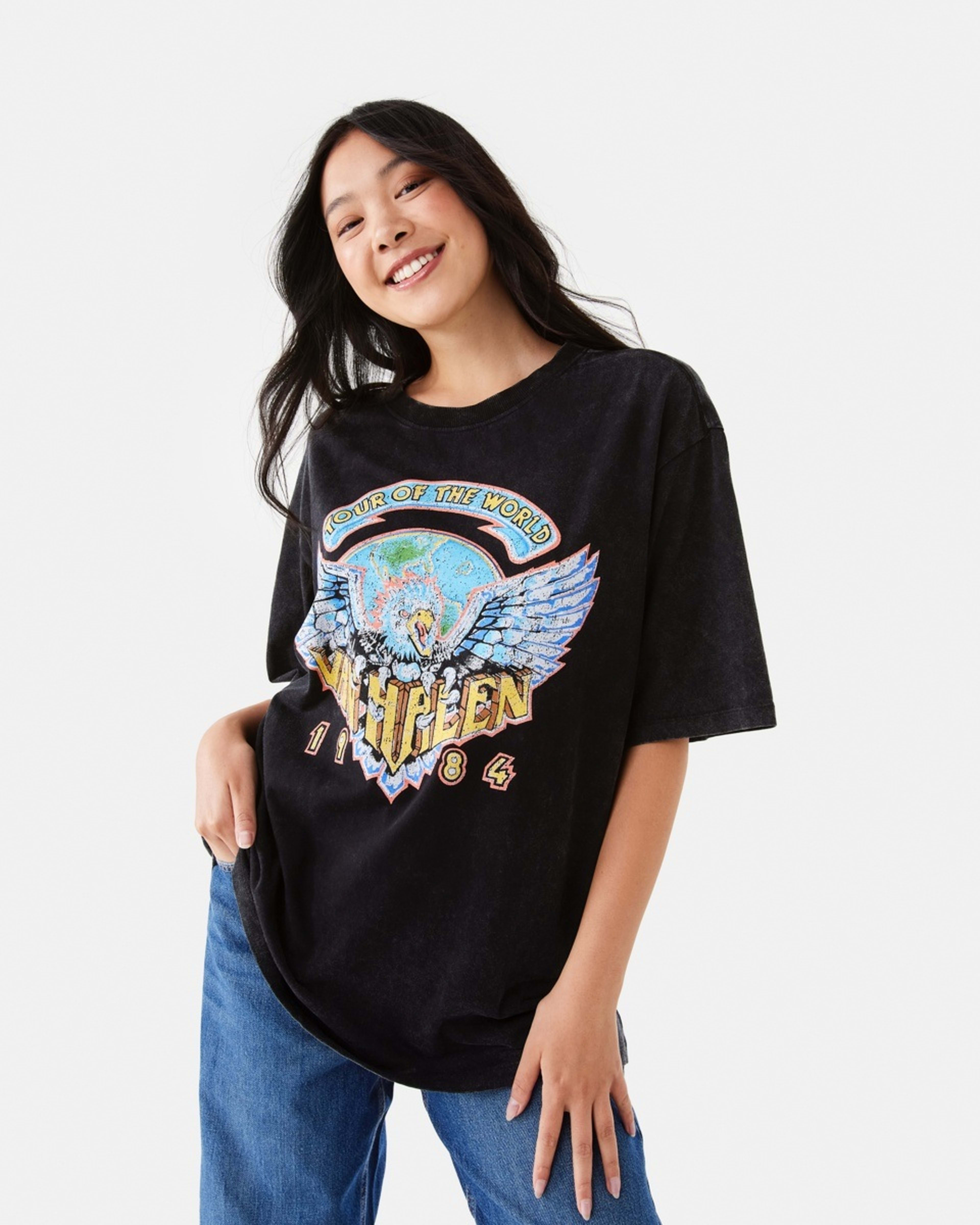 1 Short Sleeve Van Halen License Premium Oversized T-shirt VAN HALEN WASHED BLACK, 1 of 9