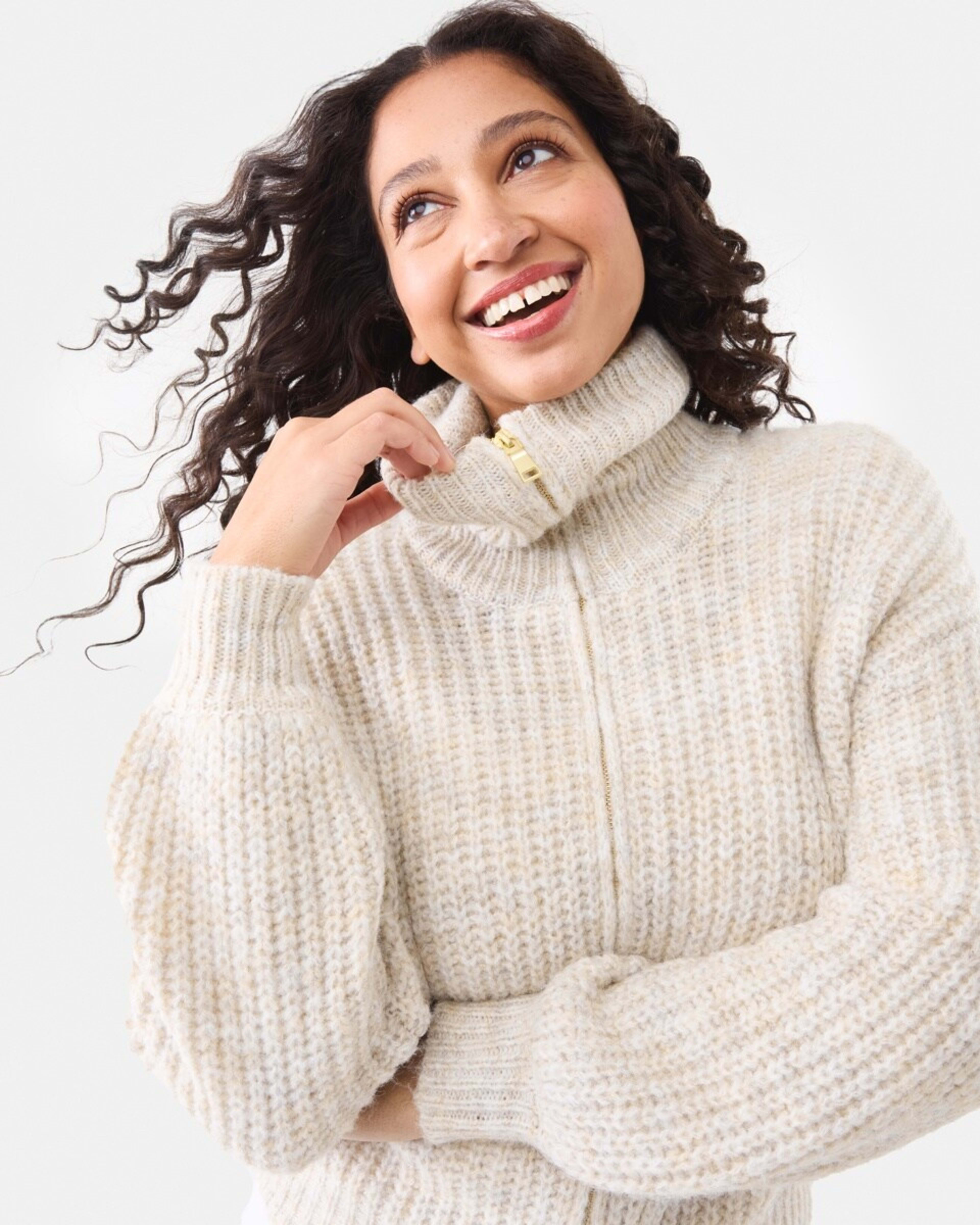 6 Fisherman Rib Knit Bomber Bge Otml, 6 of 9