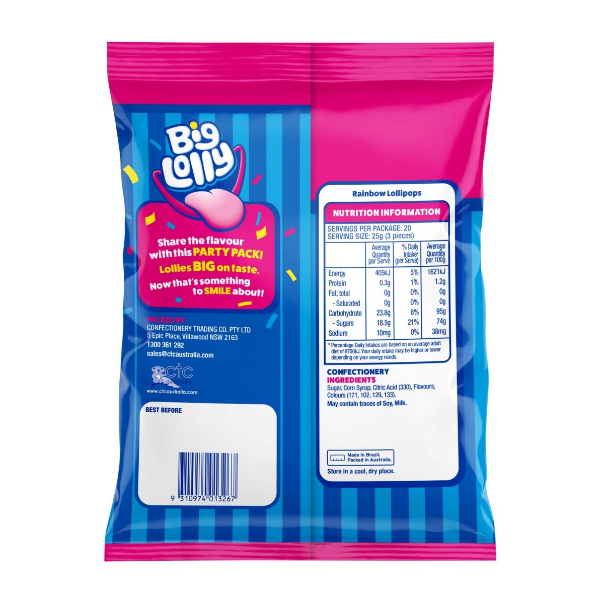 60 Pack Big Lolly Party Pops 500g Kmart