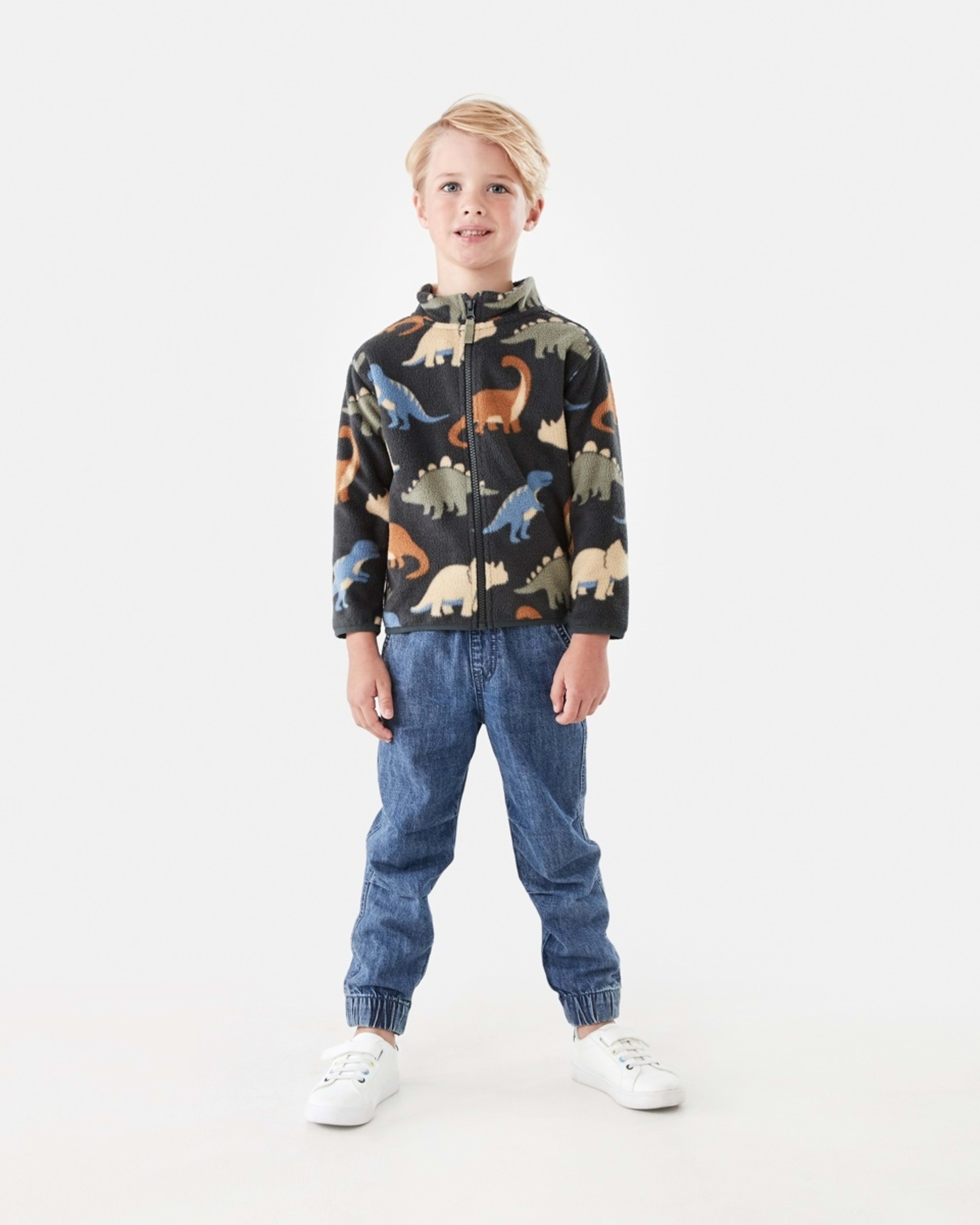 6 Fleece Zip Through Sweatshirt Gry Dino, 6 of 9