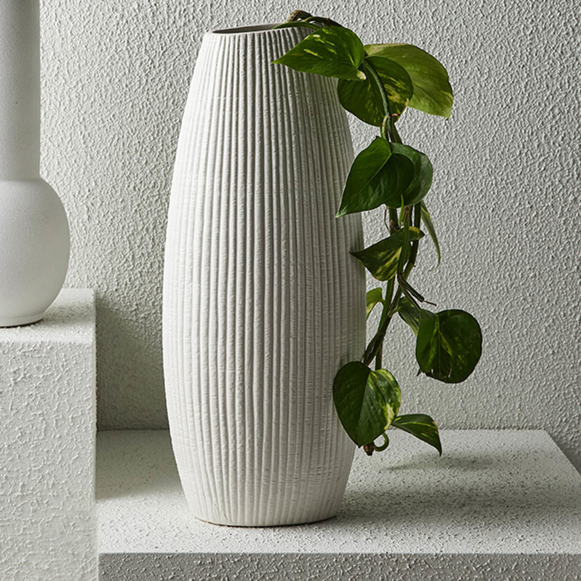 Tall Textured Ceramic Vase White Kmart