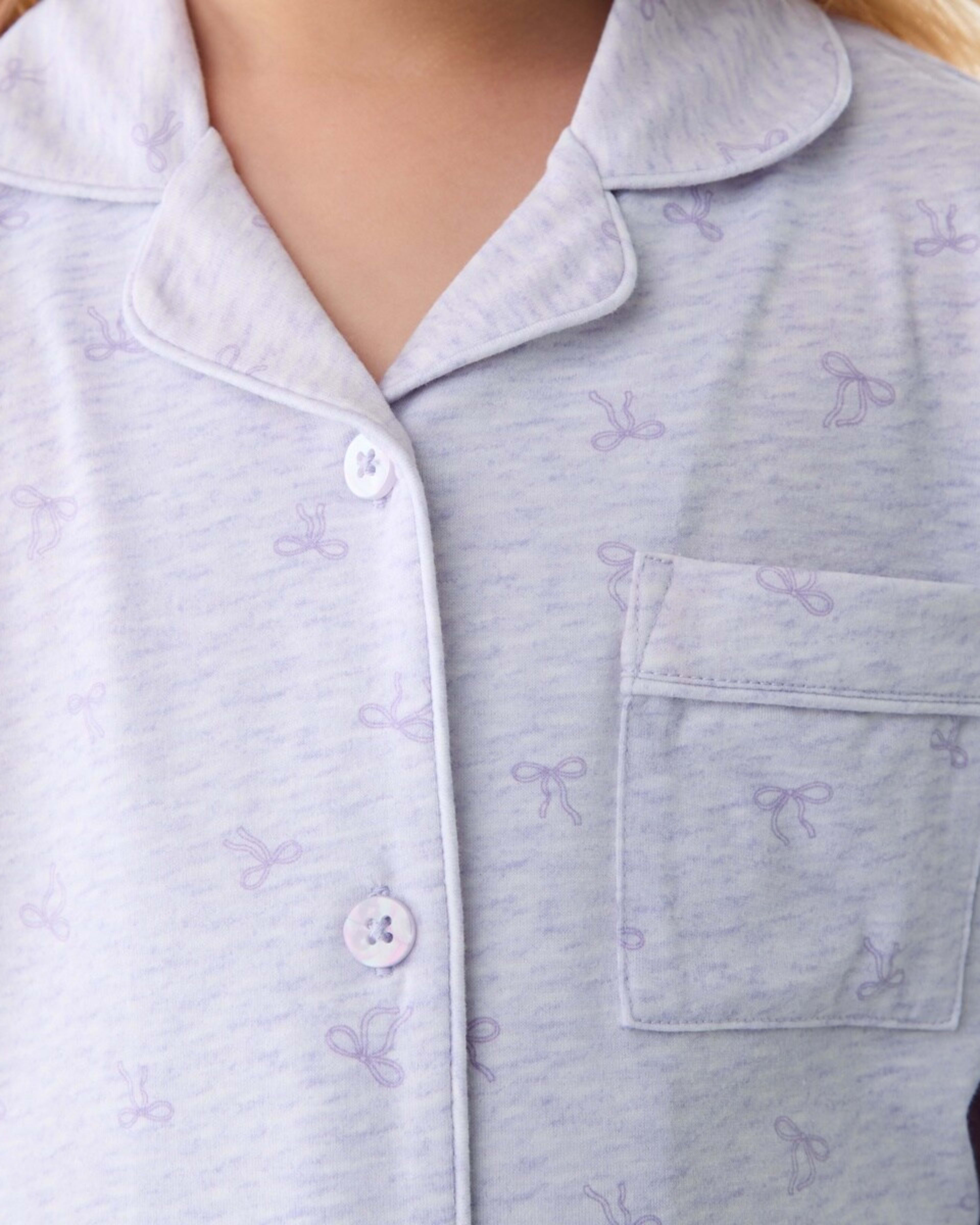 4 Button Through Pyjama Set Pur Bows, 4 of 6