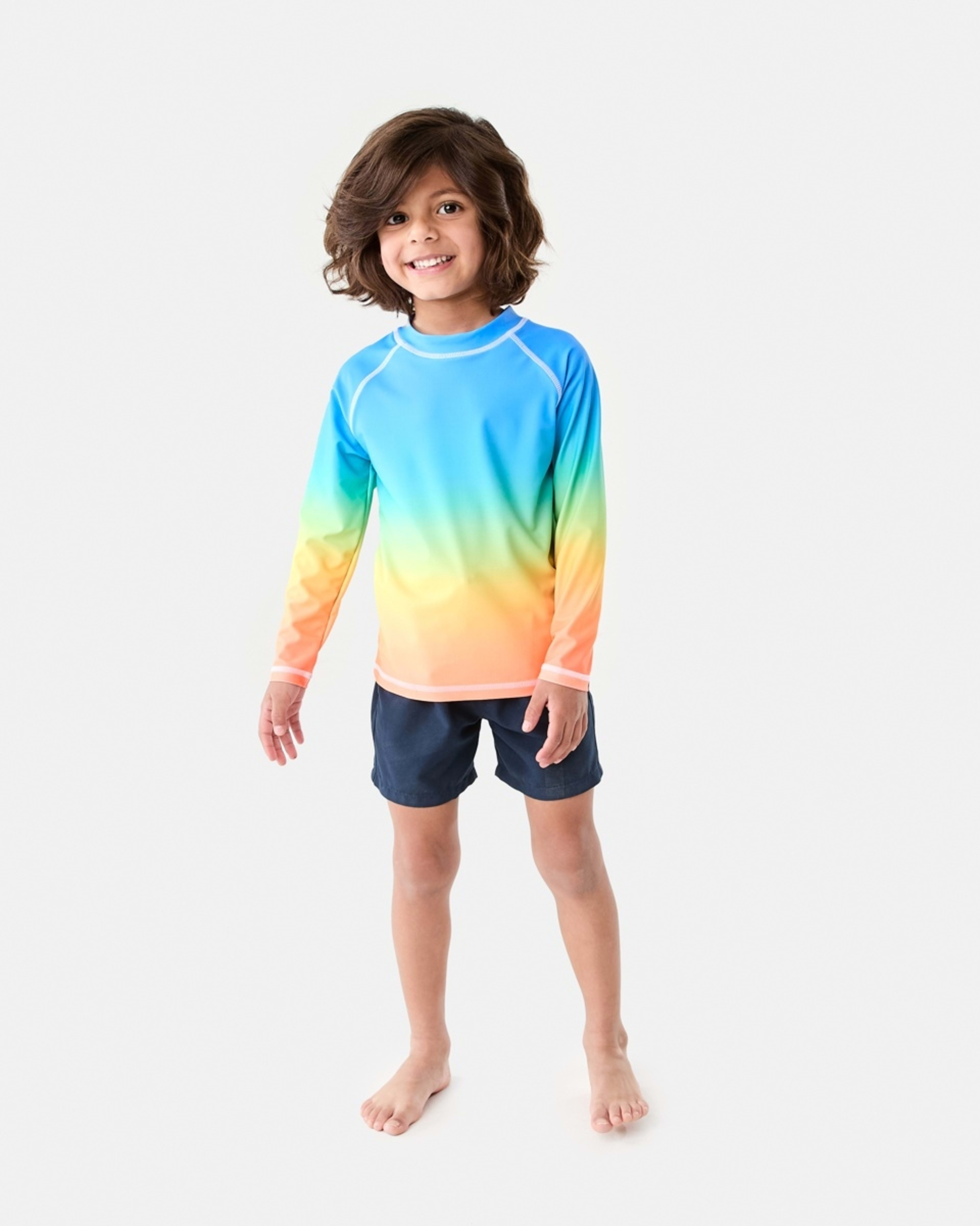5 Printed Long Sleeve Rash Vest RASHIE FLURO RAINBOW, 5 of 6