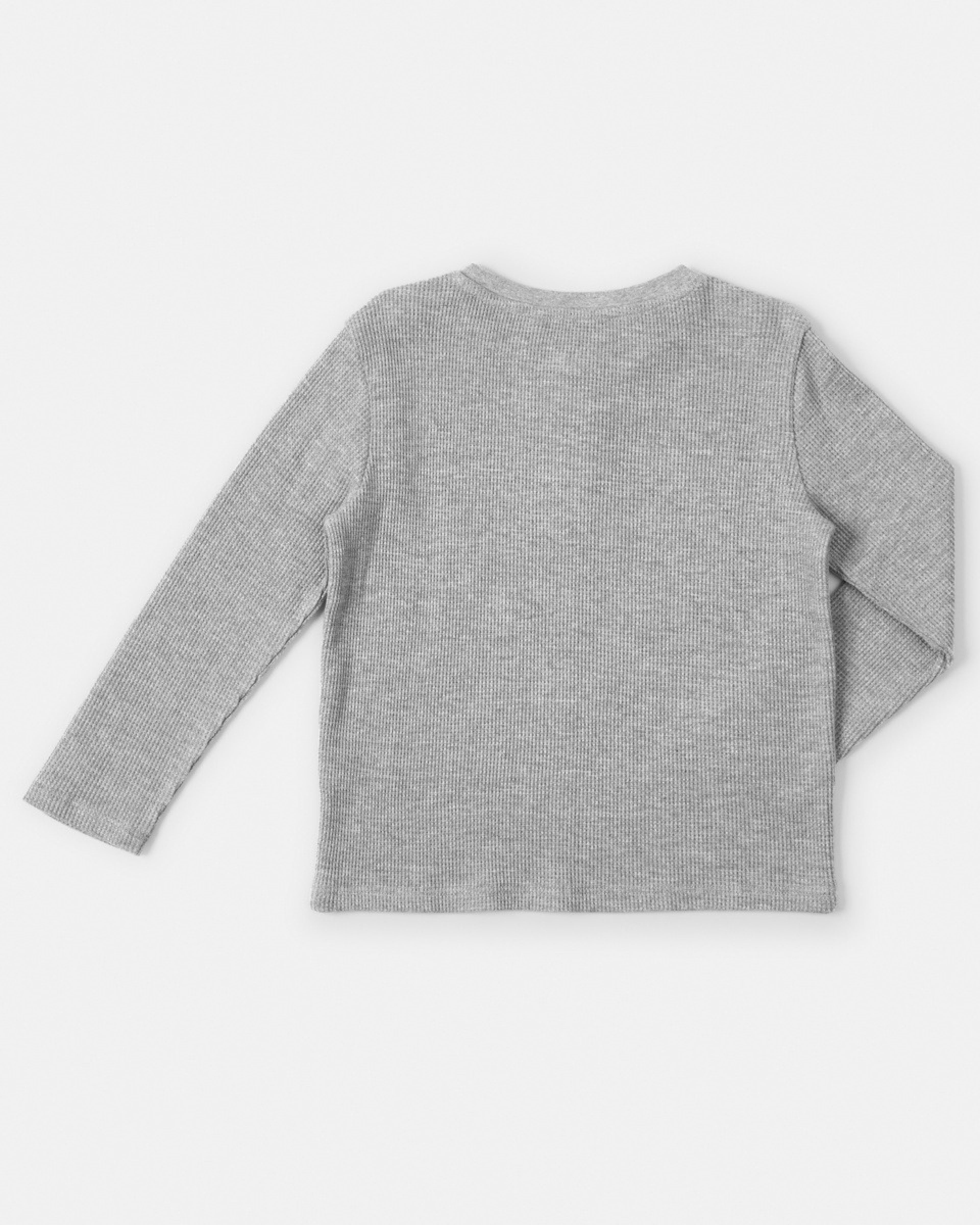 8 Waffle Henley Long Sleeve T-shirt Kgry Marle, 8 of 8