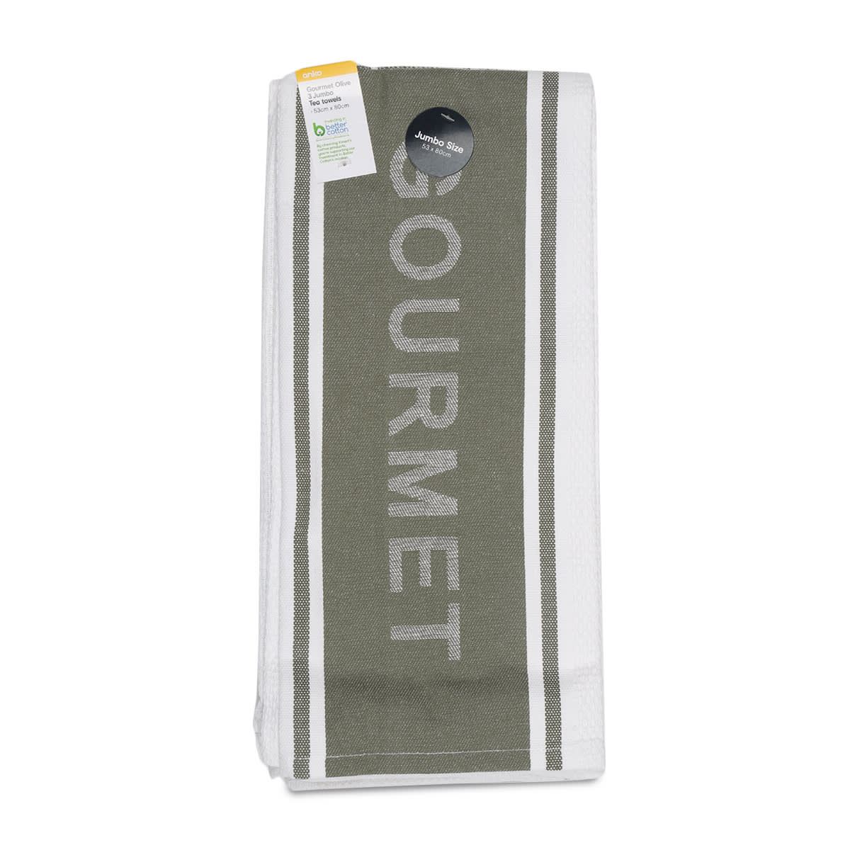 3 Pack Olive Gourmet Jumbo Tea Towels Kmart
