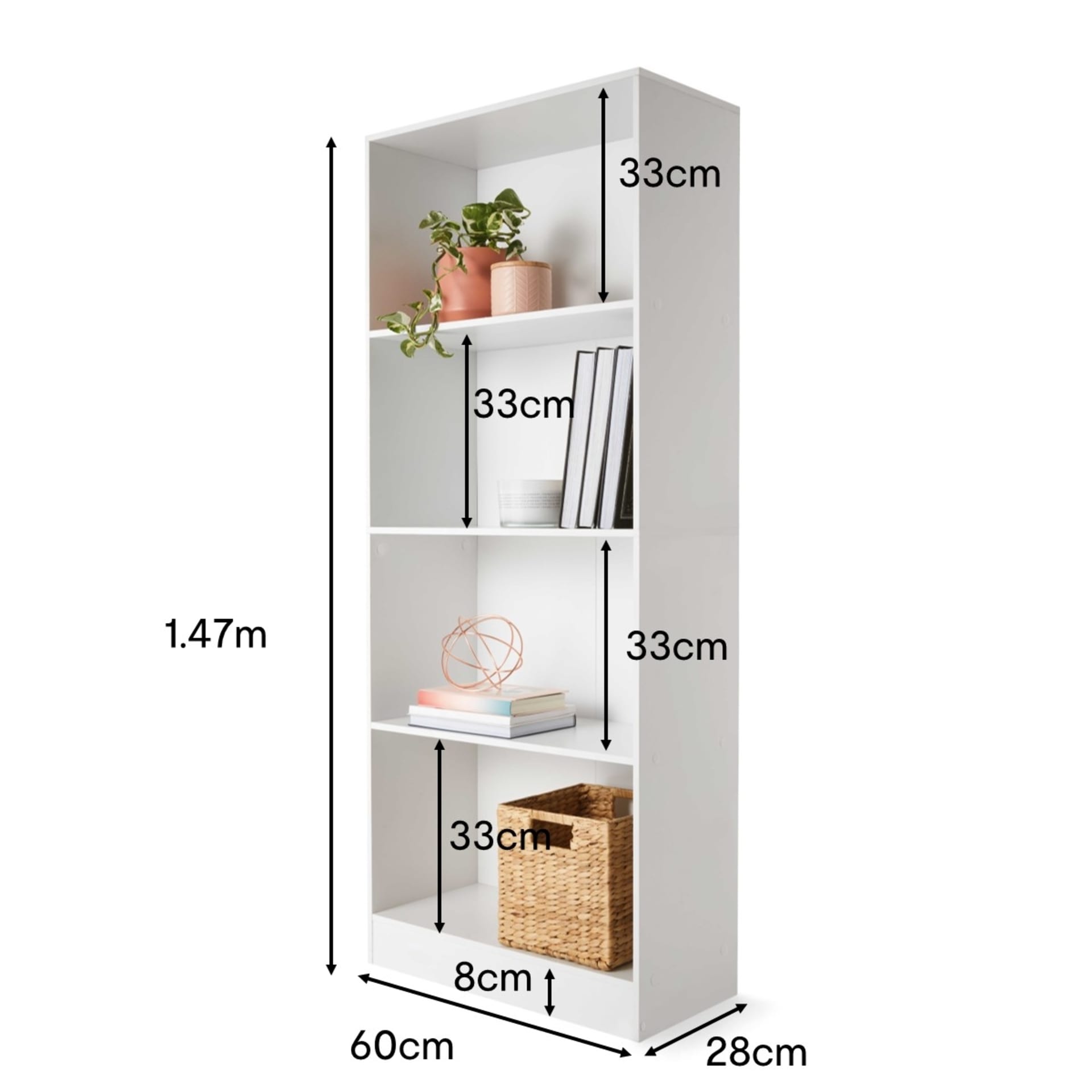 4 Tier Bookshelf White Kmart
