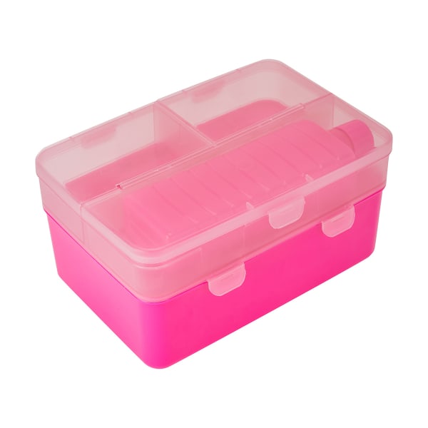 Pink 4 Section Double Decker Lunch Box and Bottle