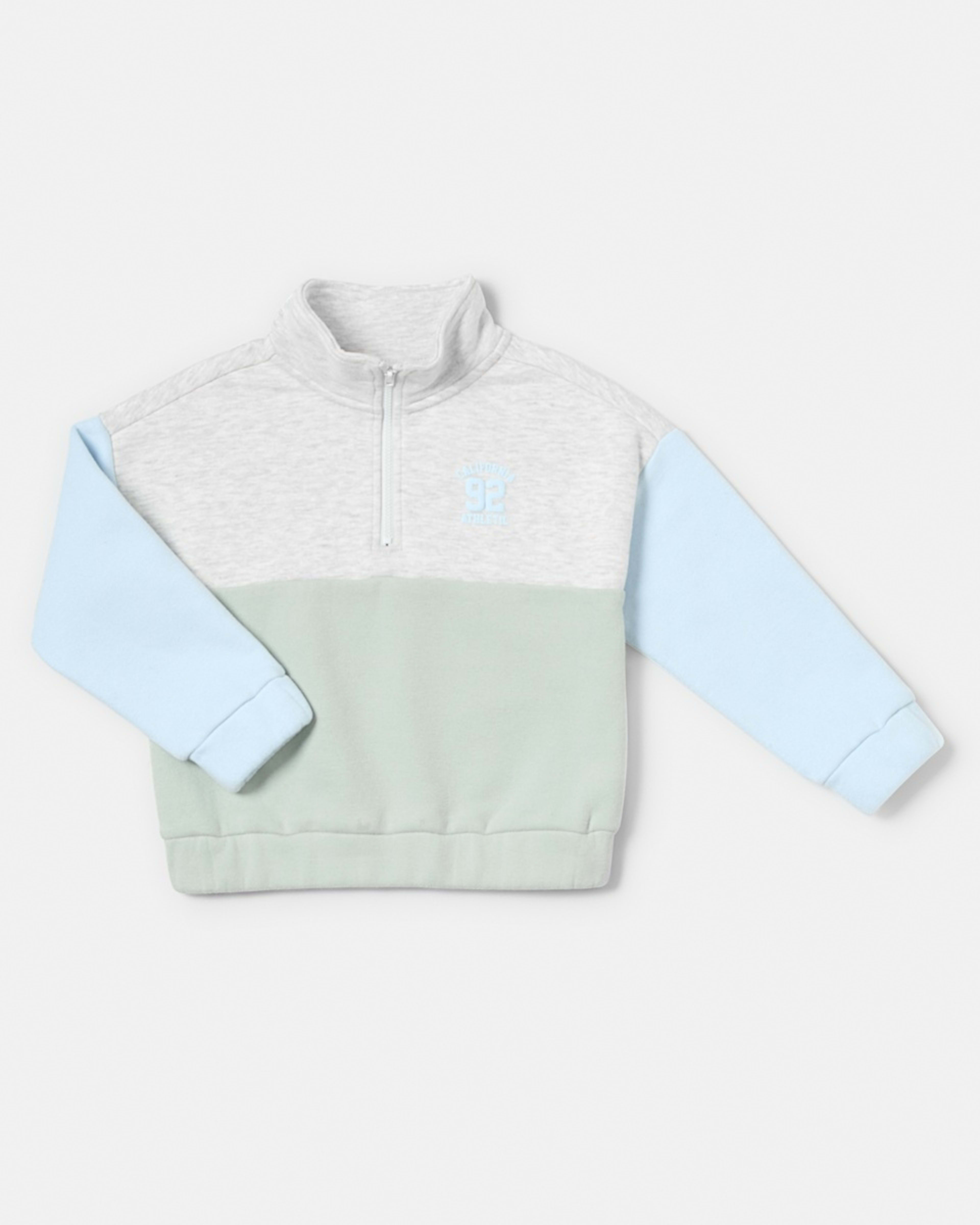 7 Colour Block Quarter Zip Fleece Sweatshirt Mutli, 7 of 8
