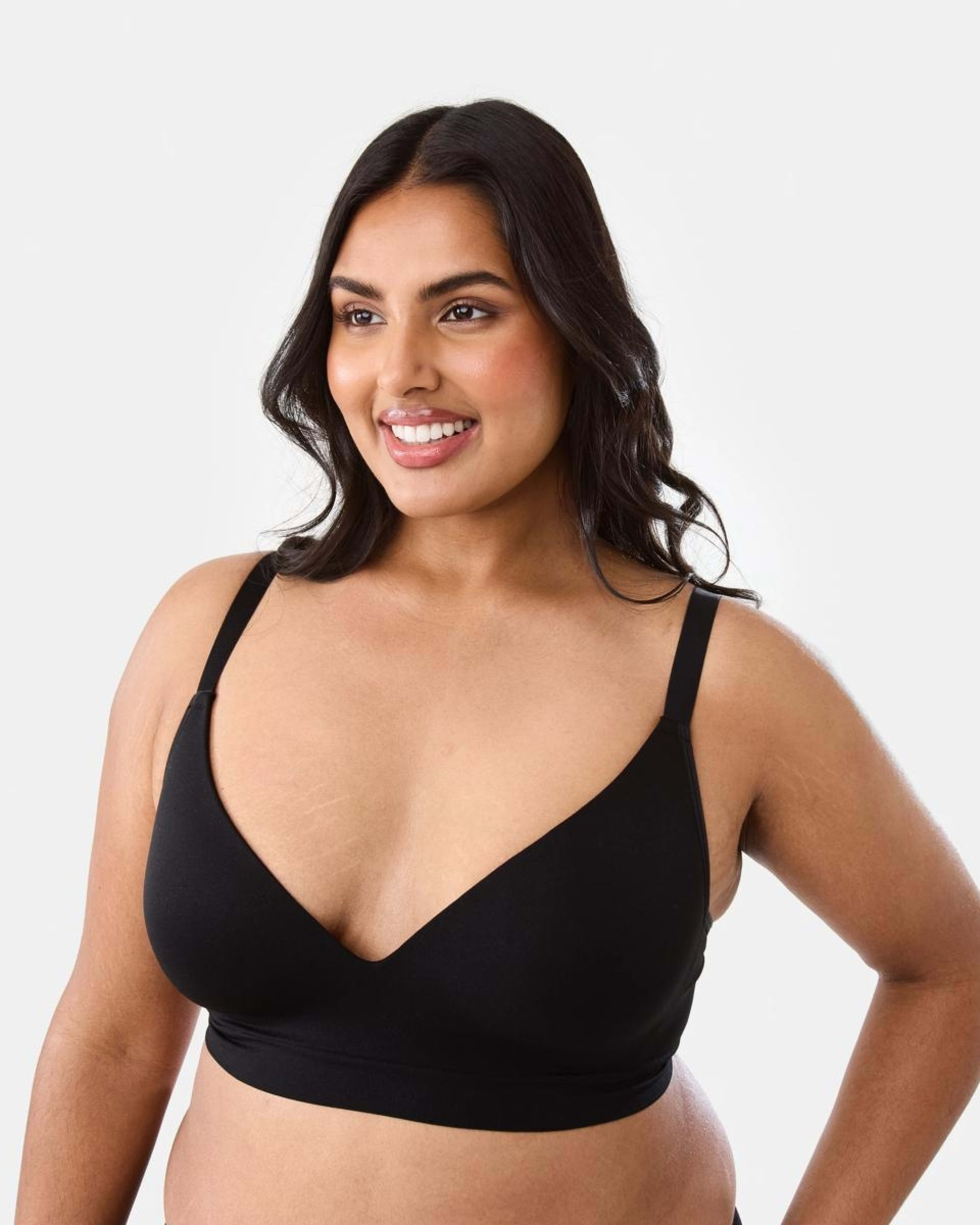 3 2 Pack Full Figure Wirefree Seamfree T-Shirt Bra SOFT SAND BEIGE, BLACK, 3 of 8