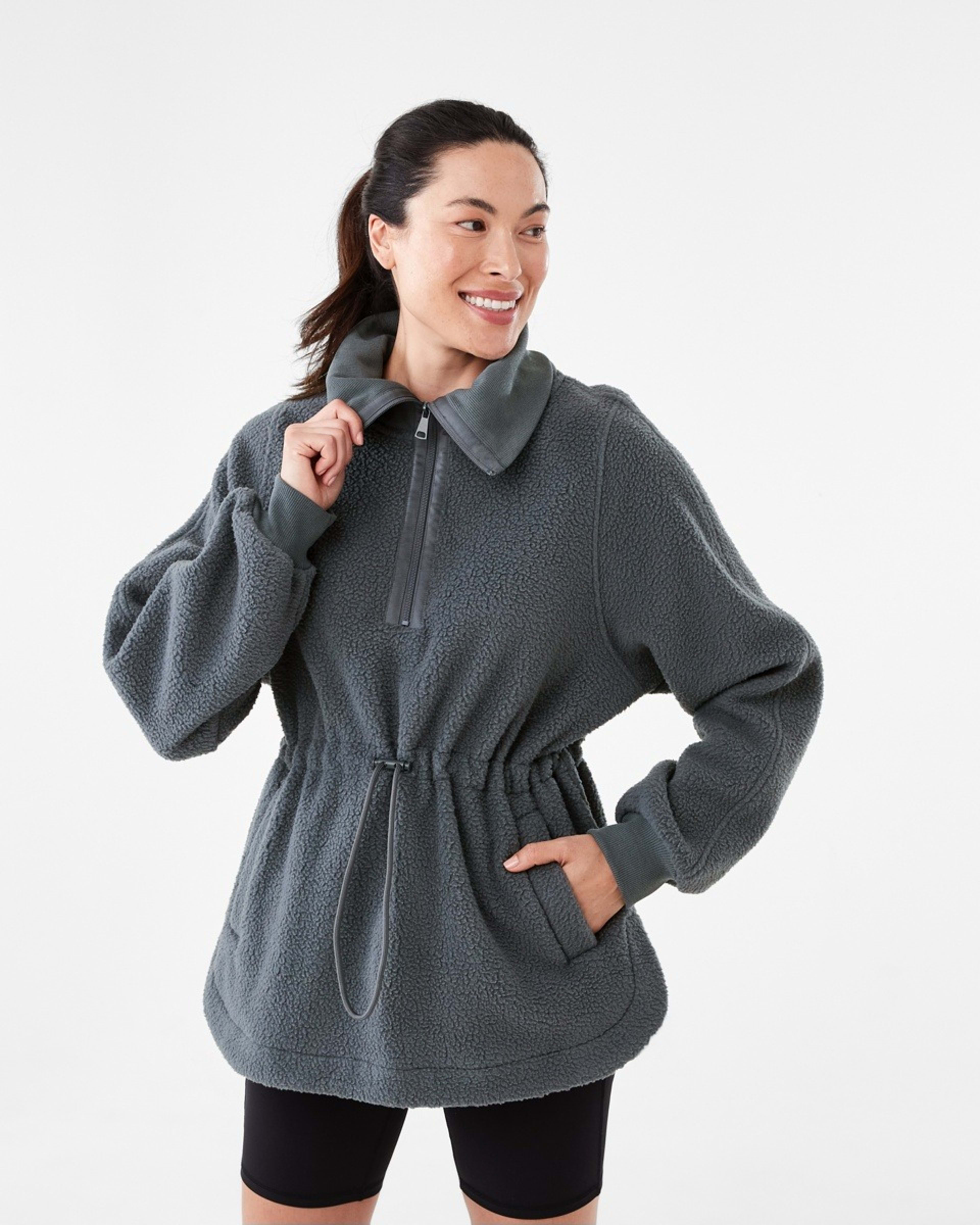 1 Active Womens Long Sleeve Teddy Outdoor Jacket Harmony Grey