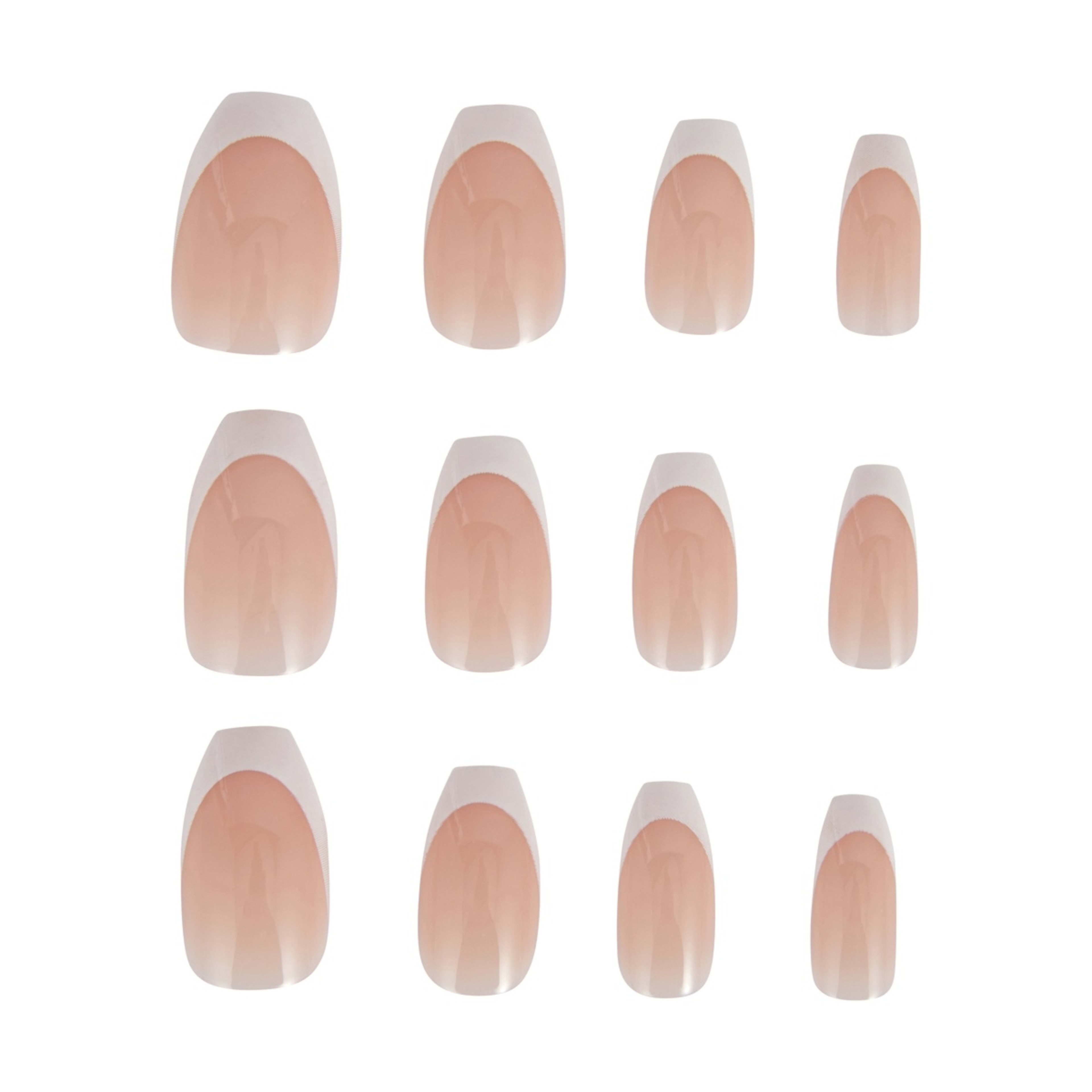 5 OXX Cosmetics 100 Pack Artificial Nails with Adhesive - Coffin Shape, French Tip, 5 of 5