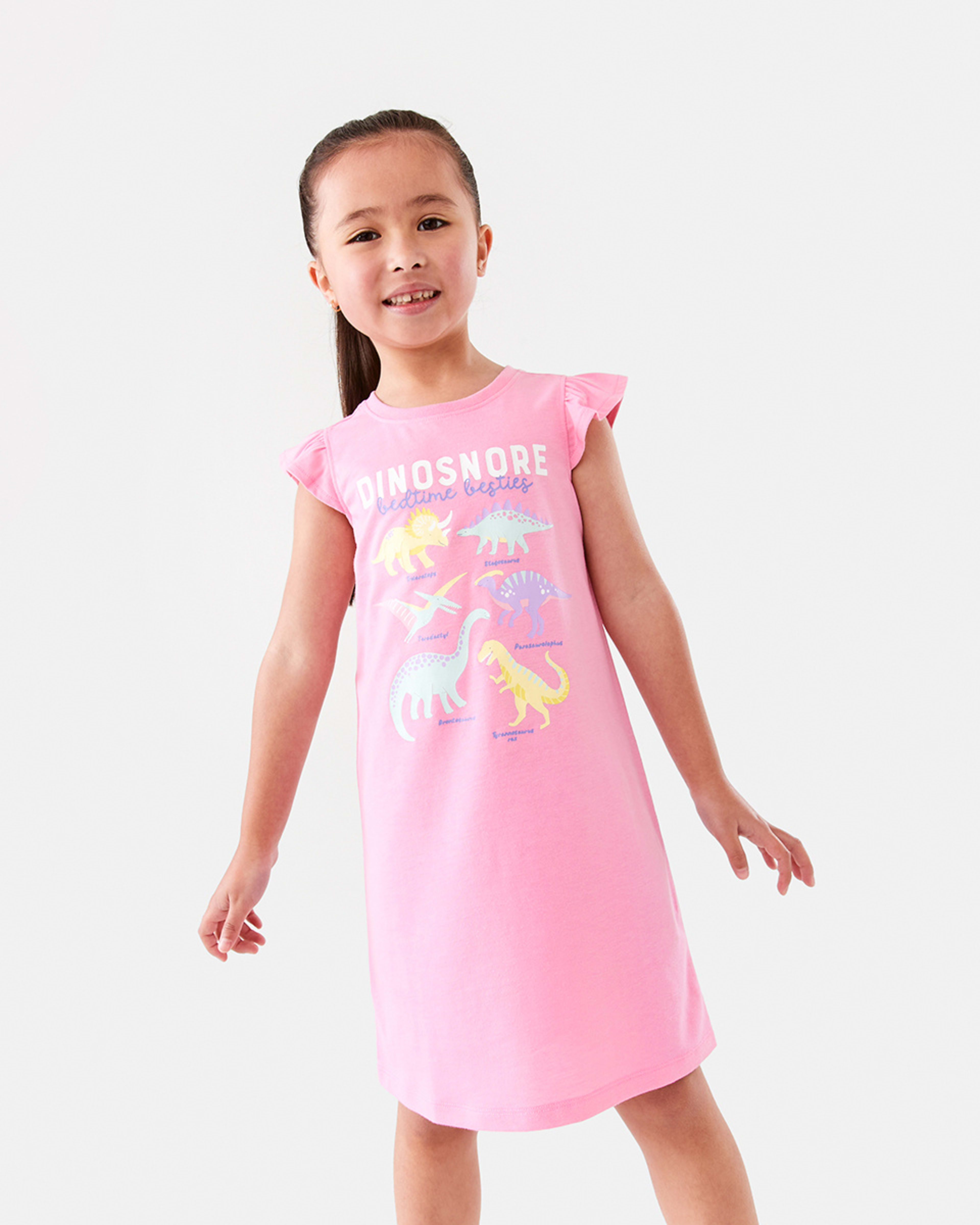1 Knit Nightie Pnk Dino