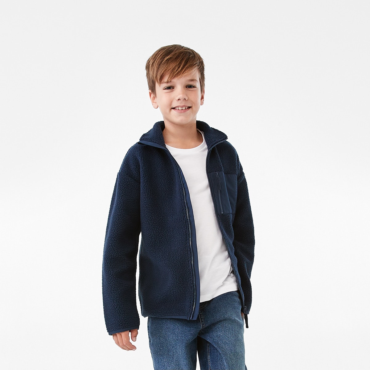 Sherpa Fleece Zip Through Sweatshirt