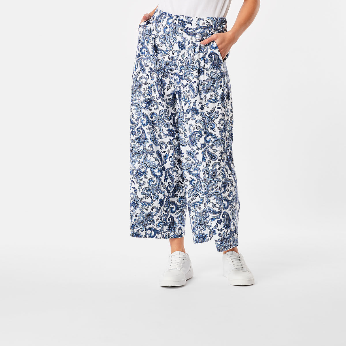 Wide Leg Ankle Linen Blend Pants - Kmart