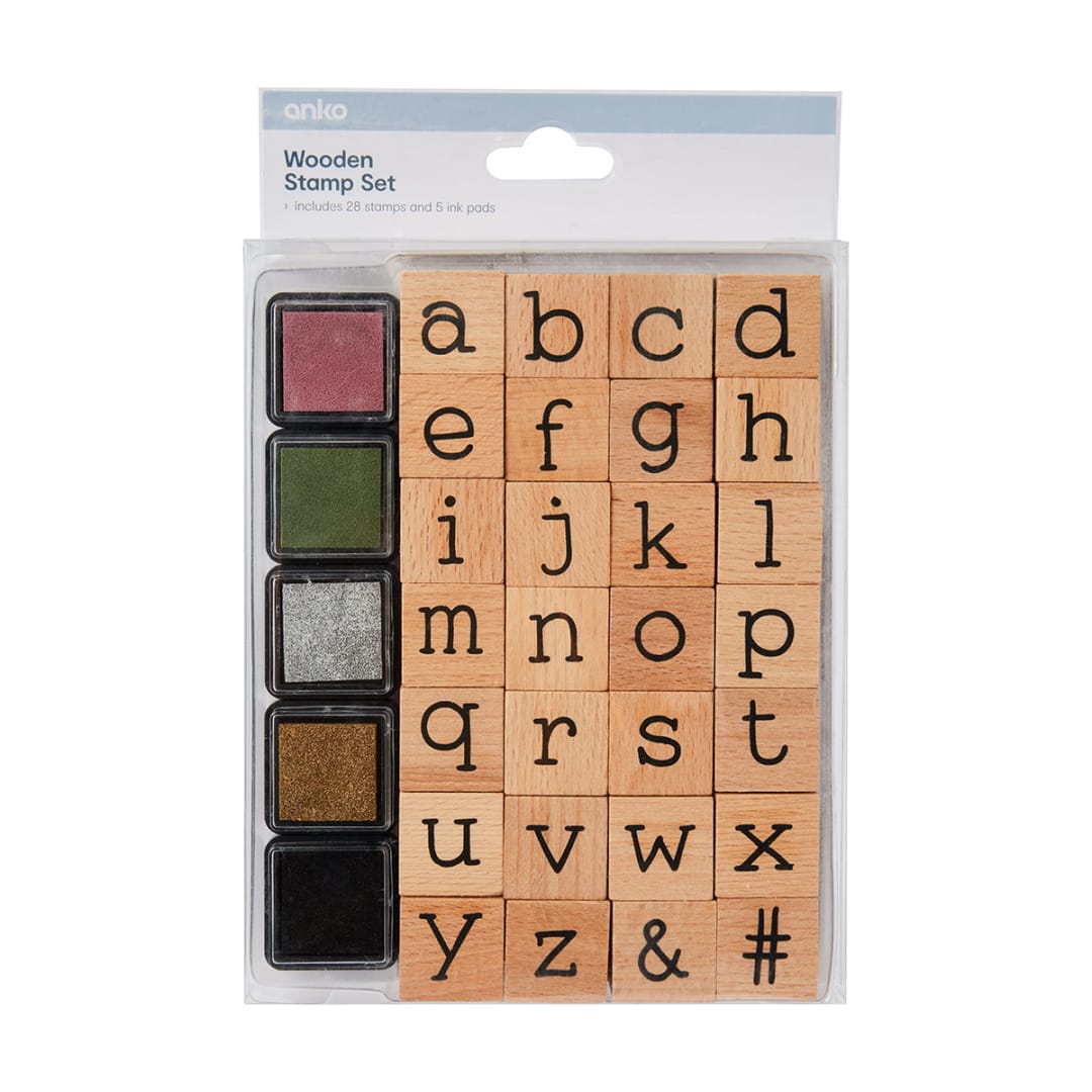 Wooden Stamp Set Alphabet, Lower Case Kmart