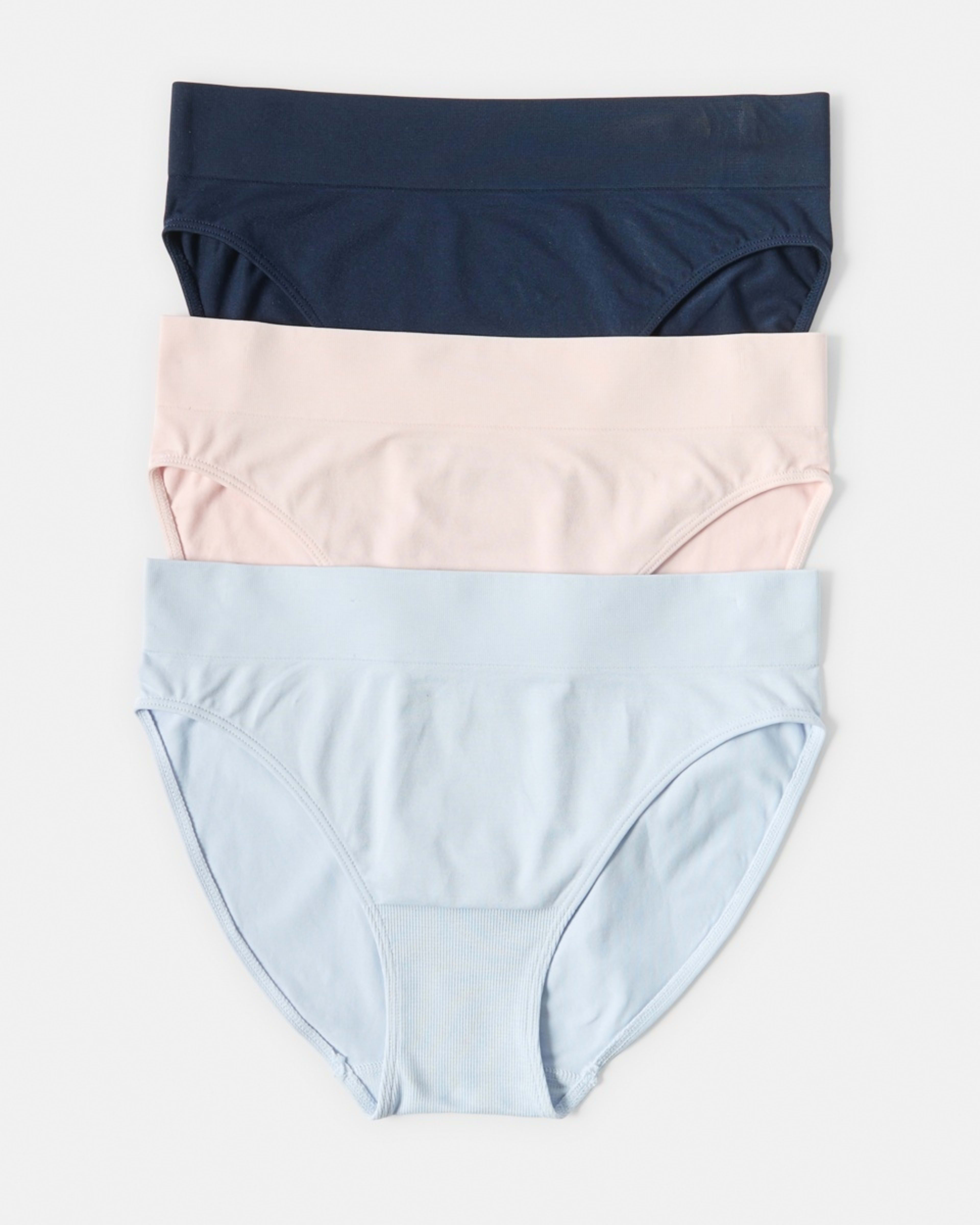 1 3 Pack Ultra Smooth Seamfree Hi-Cut Briefs HALOGEN BLUE, PINK CHALK, MIDNIGHT, 1 of 8
