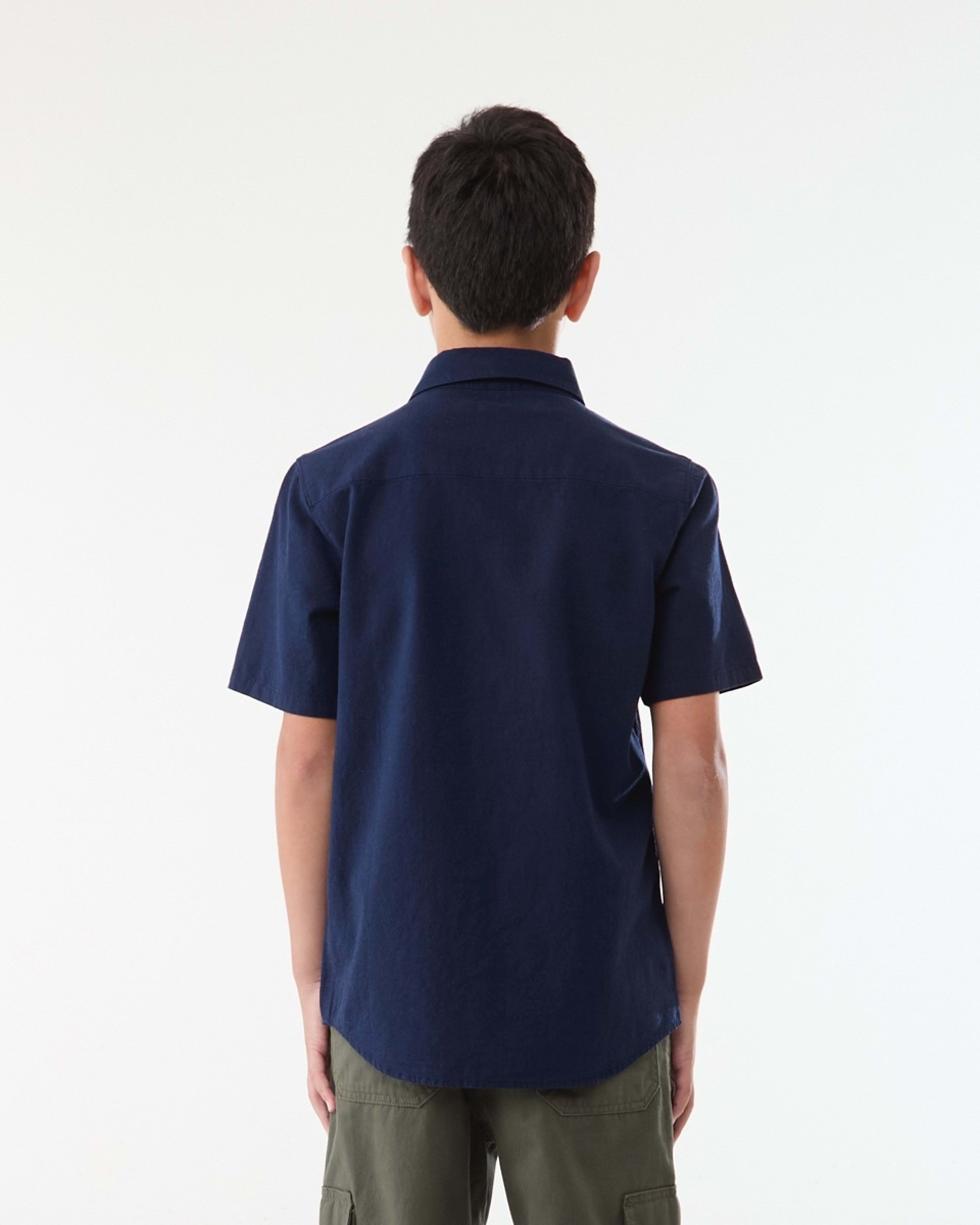 2 Short Sleeve Linen Shirt DRESS BLUE, 2 of 7