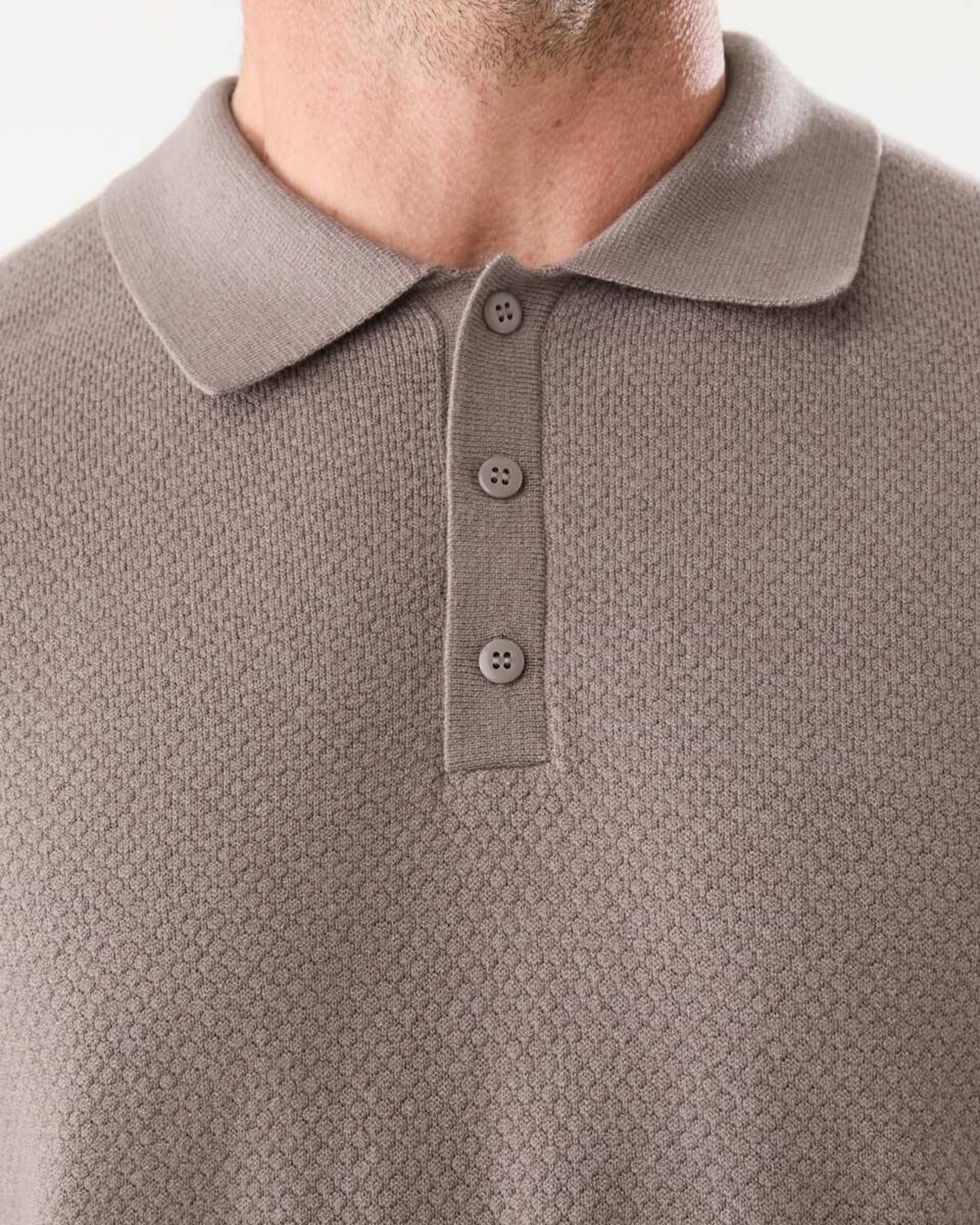 5 Button Up Knit Polo Shirt Brn Marle, 5 of 5