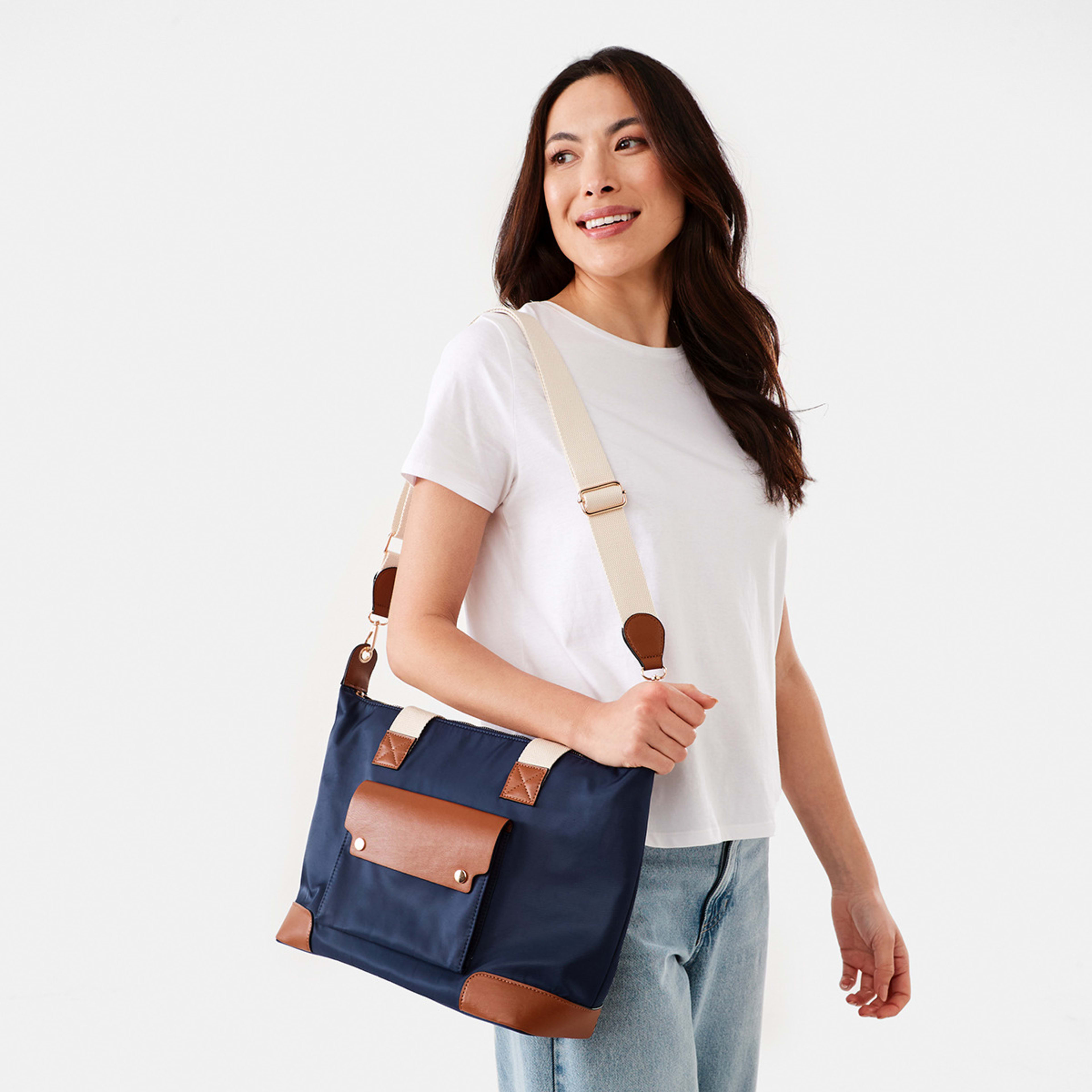 6 Large Crossbody Tote Bag Midnight Storm, 6 of 6