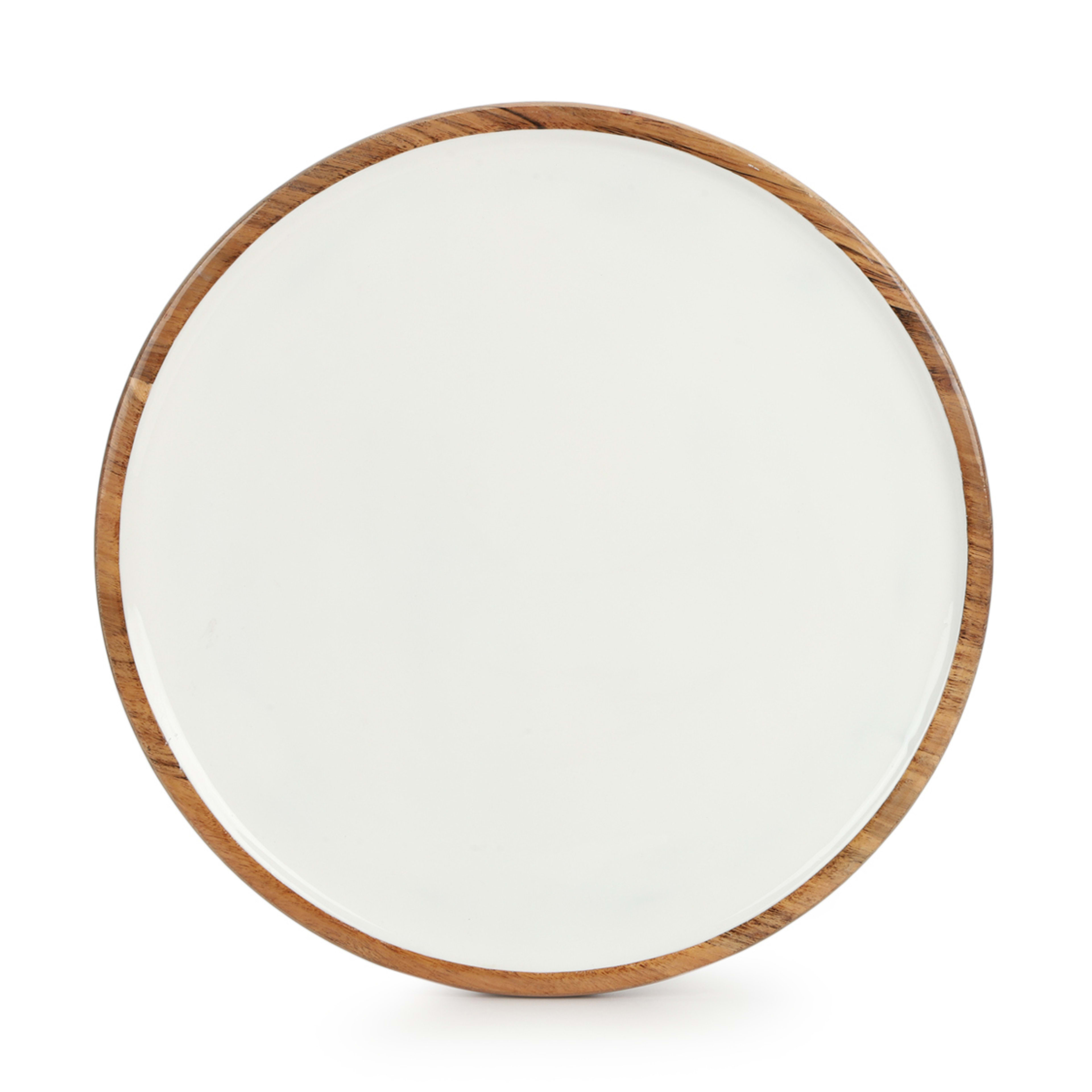 5 White Enamel and Acacia Wood Serve Stand, 5 of 7
