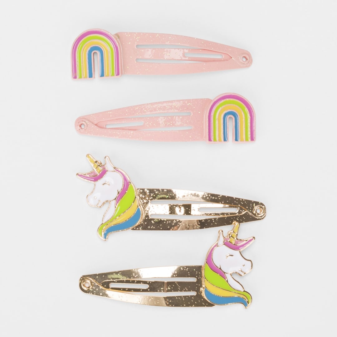 4 Pack Unicorn Snap Hair Clips Kmart