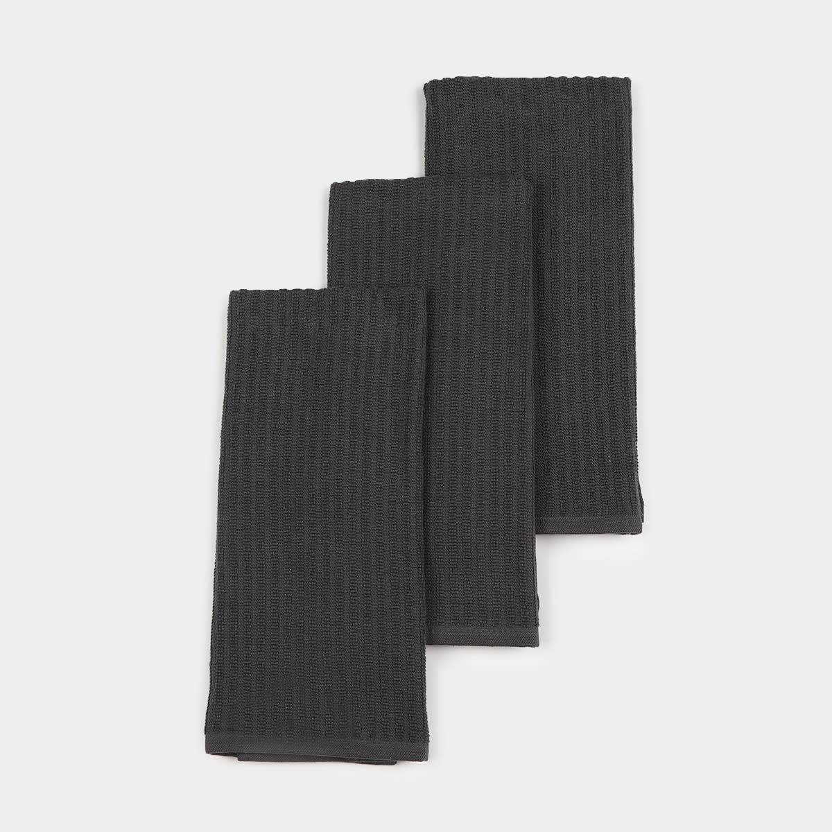 3 Pack Ribbed Grey Terry Tea Towels Kmart