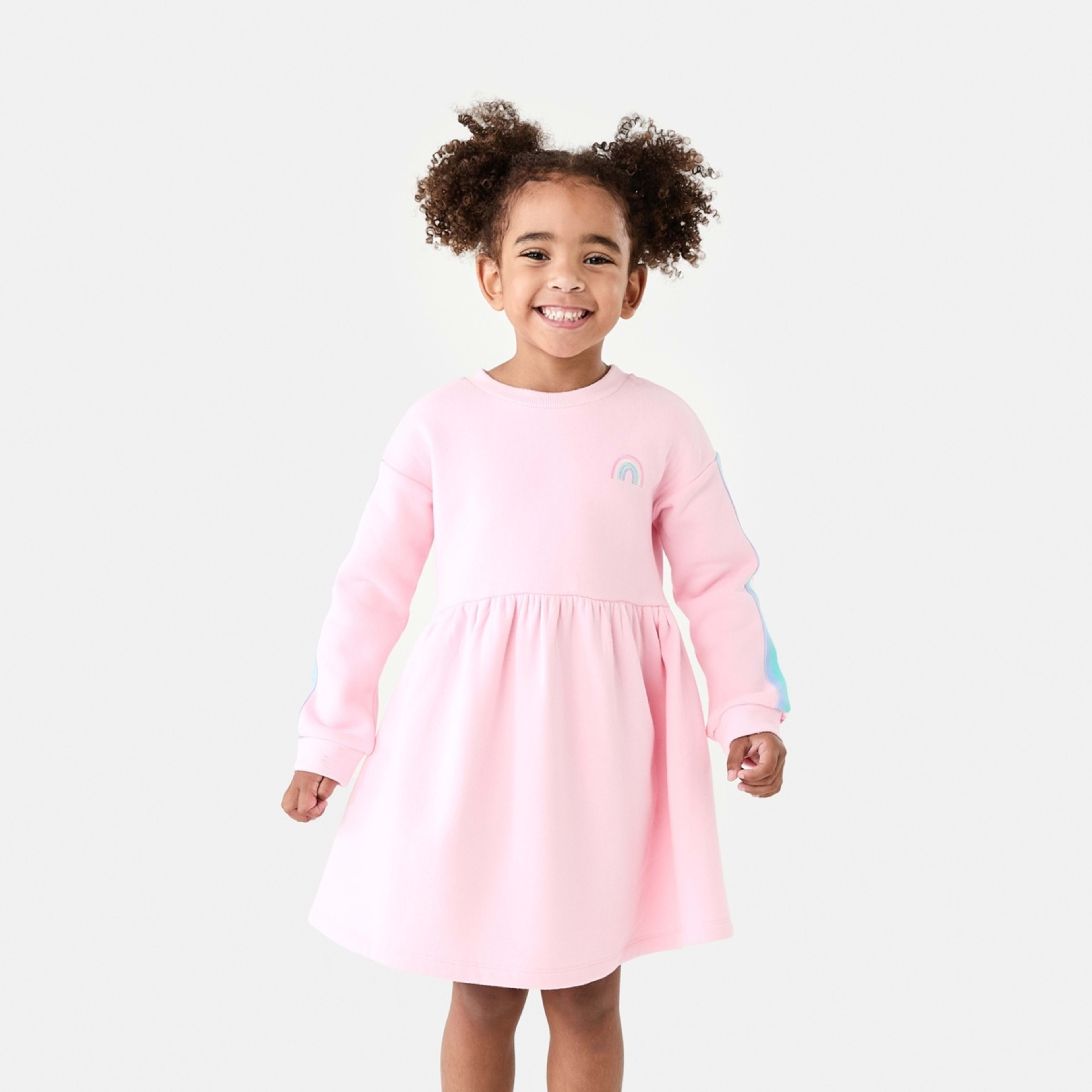 1 Taped Fleece Dress Pastel Rainbow Pearl Pink, 1 of 10