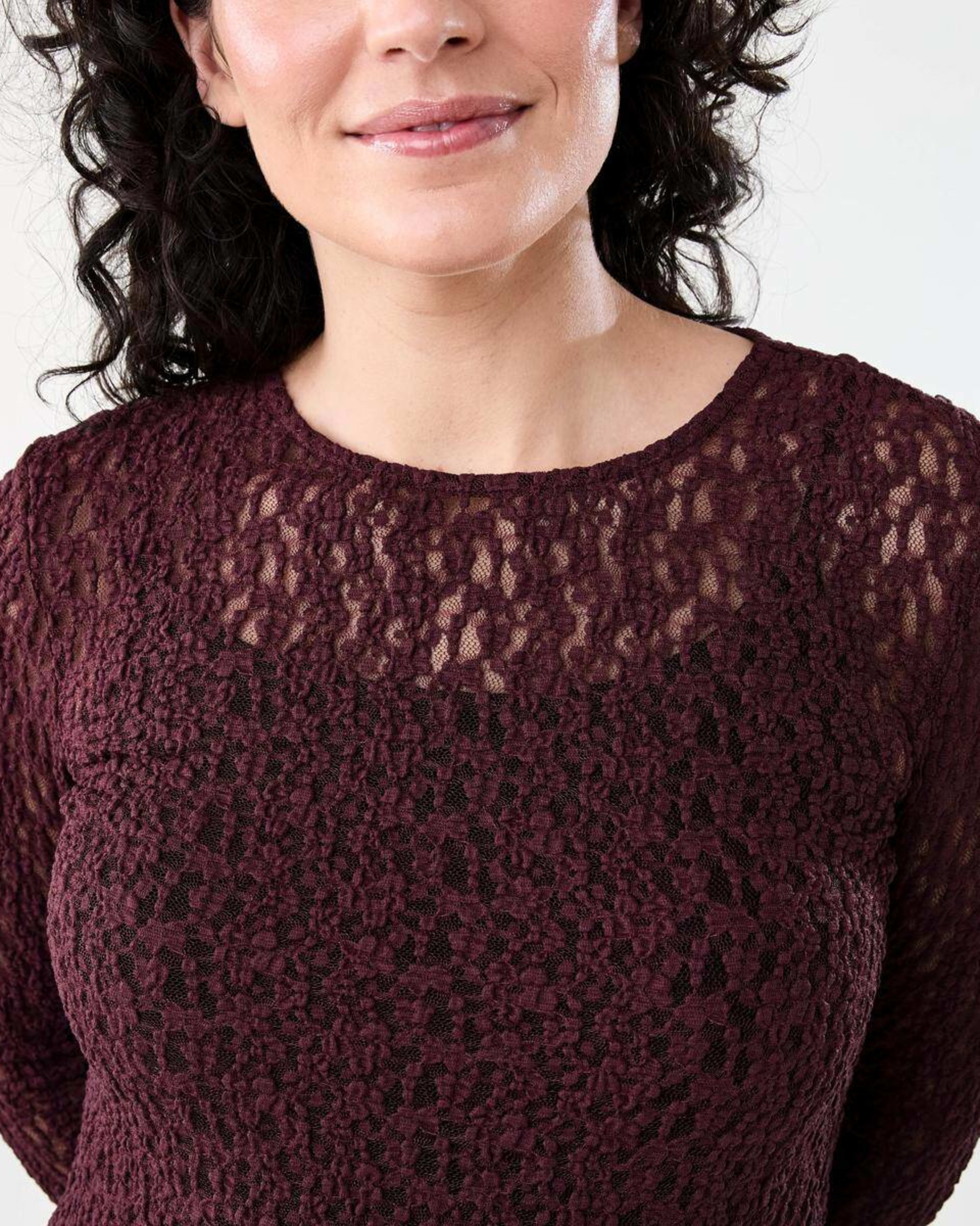 5 Long Sleeve Lace Top WARM MULBERRY, 5 of 5