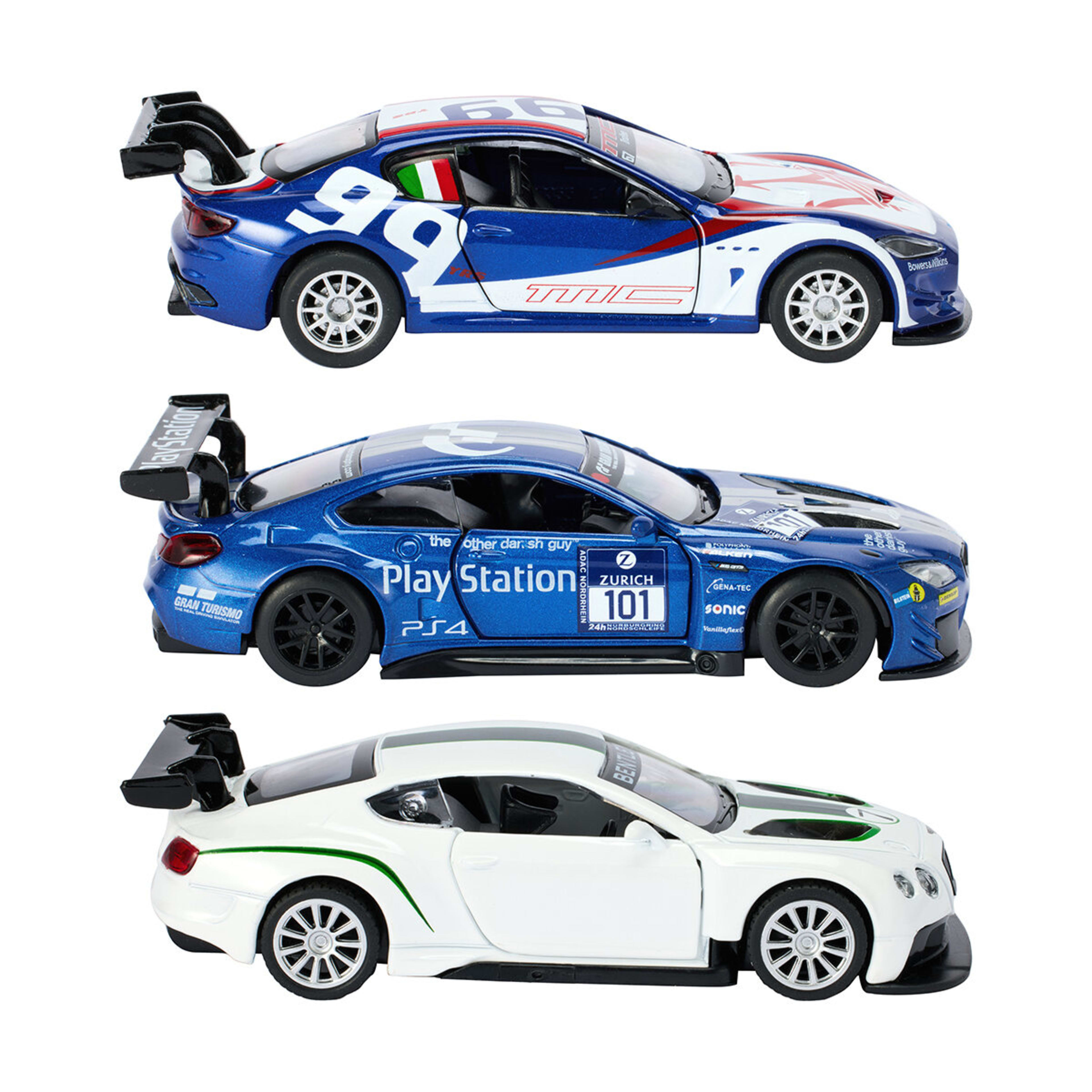 4 3 Pack Metal Speed Zone 1:38-43 Scale Diecast Cars, 4 of 9