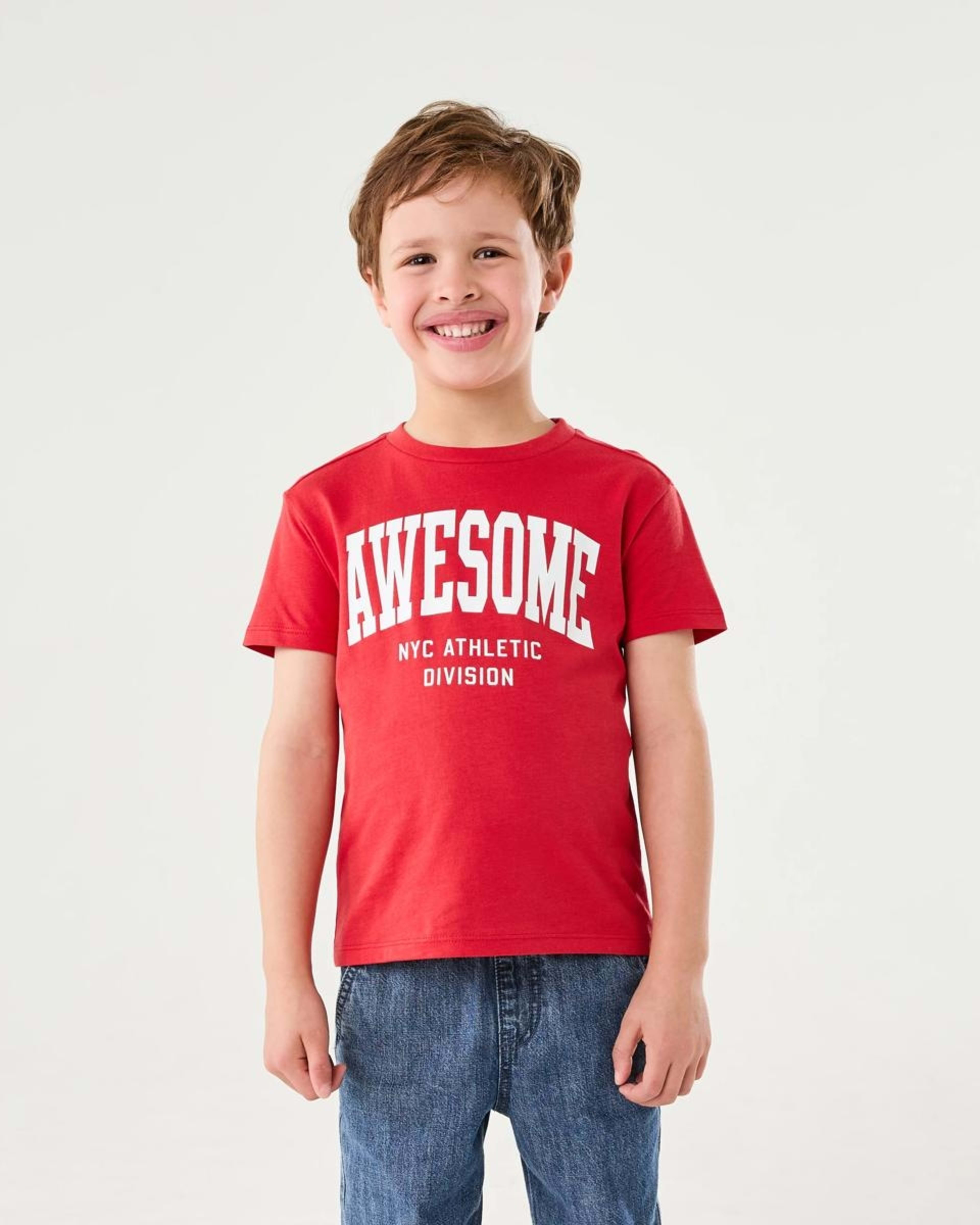1 Chest Print T-shirt AWESOME VARISTY RED