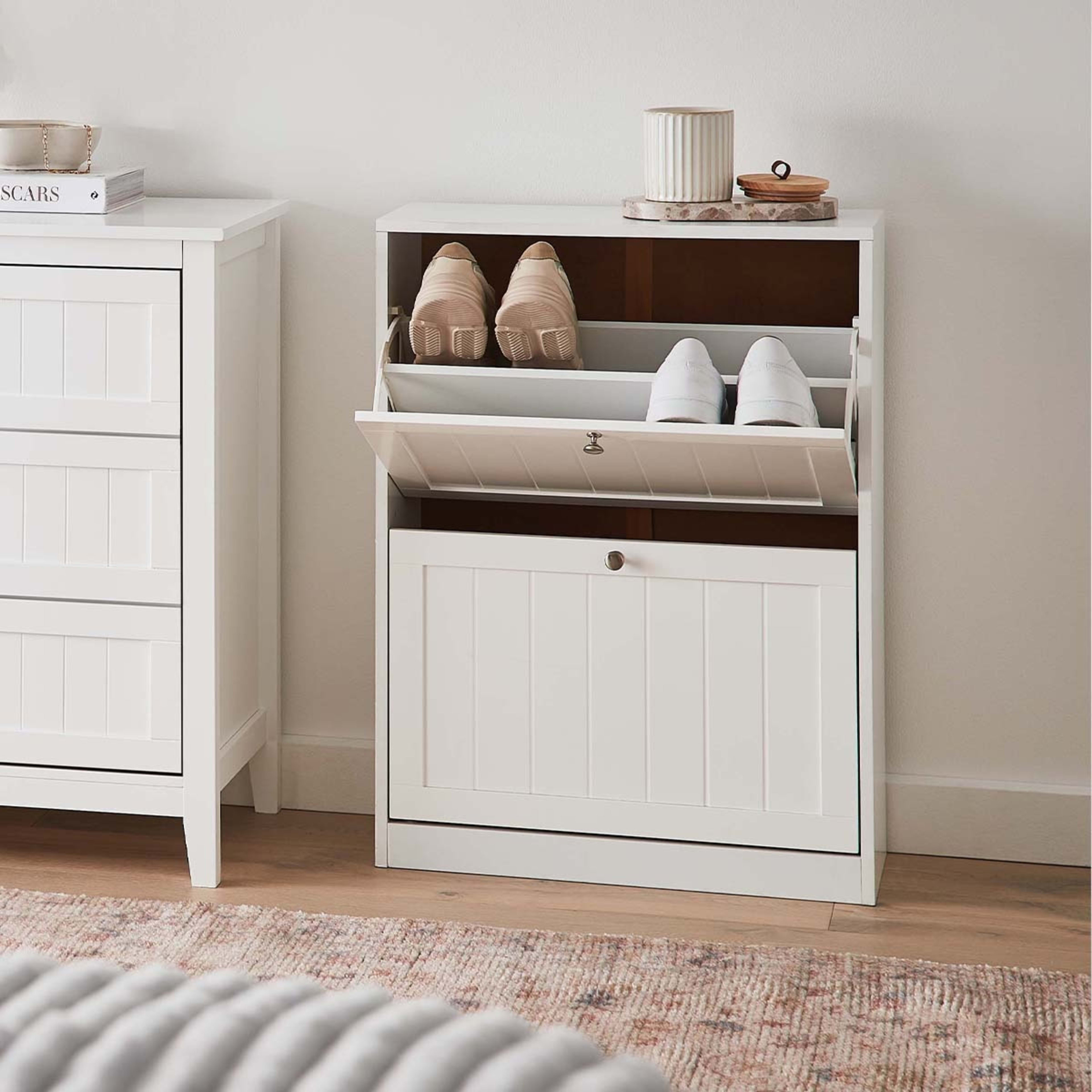 10 2 Tier Panelled Shoe Cabinet, 10 of 10