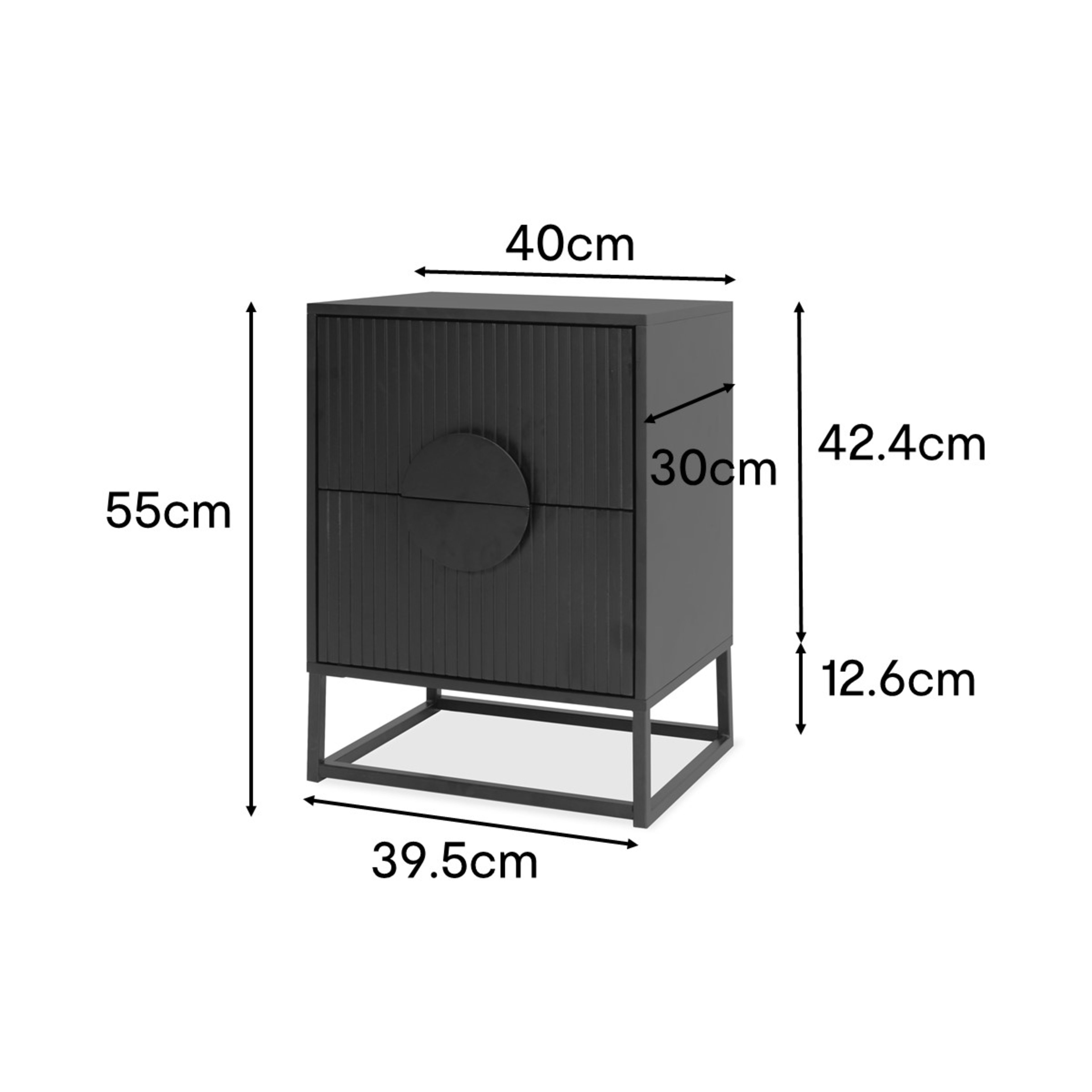 10 Stevie 2 Drawer Bedside Table - Black, 10 of 10