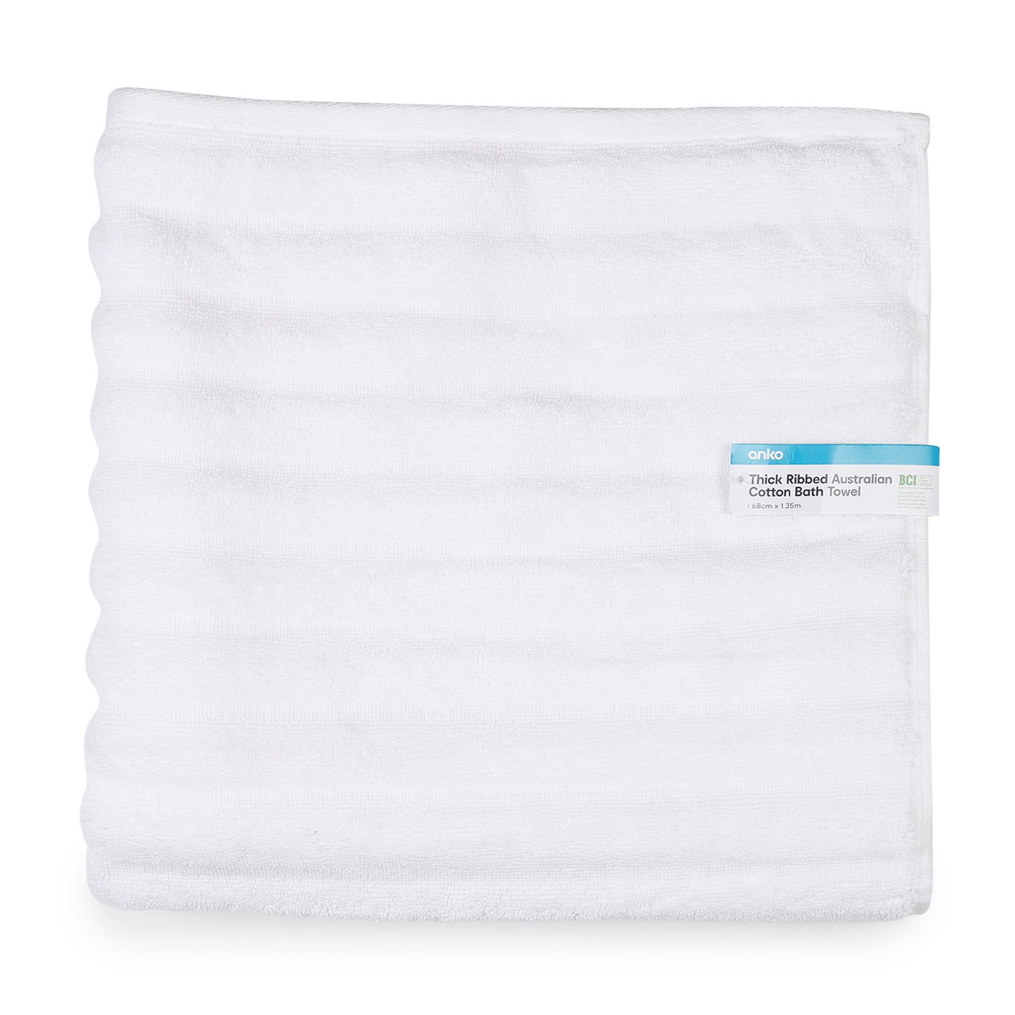 Thick Ribbed Australian Cotton Bath Towel White Kmart NZ