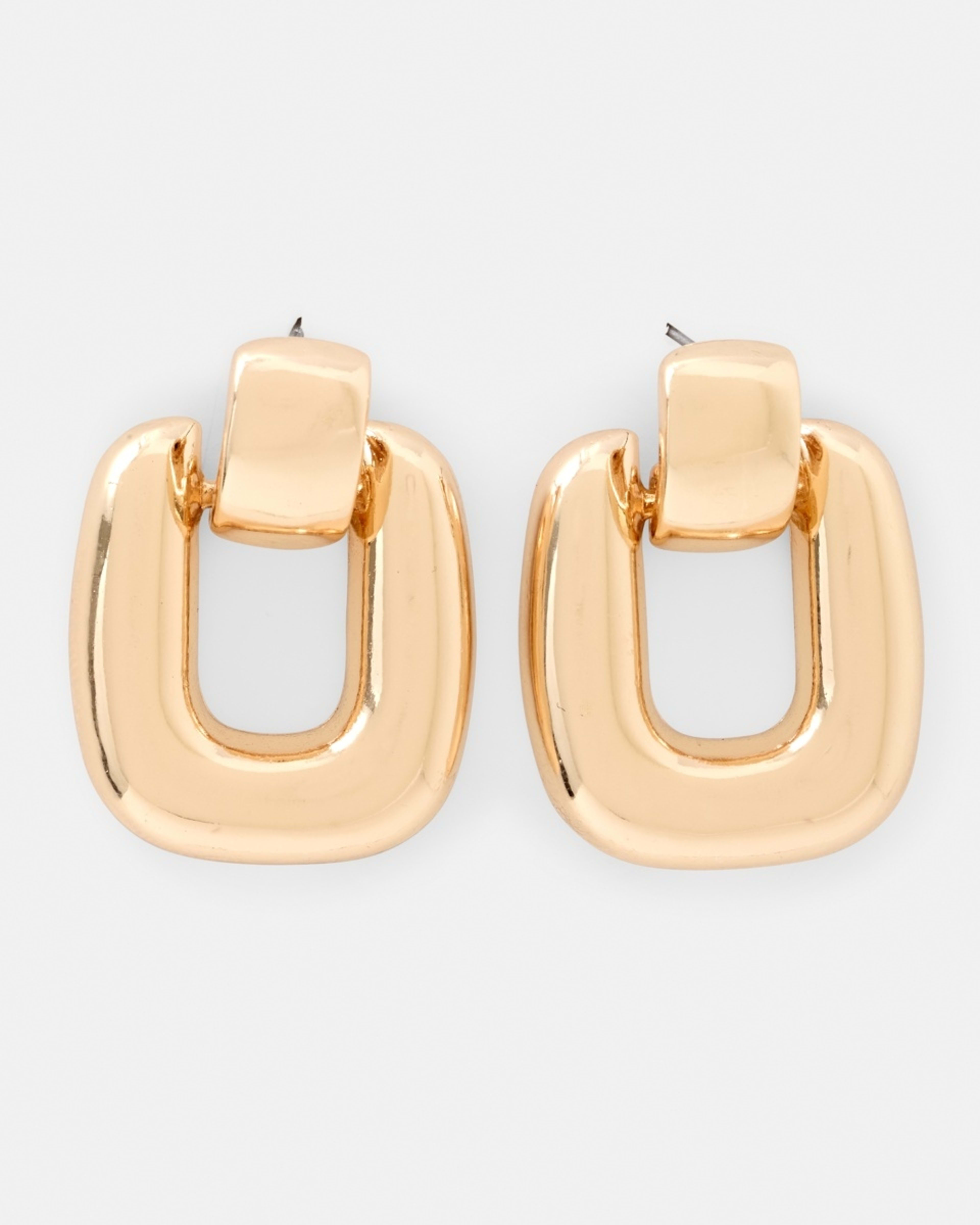 2 Square Doorknocker Earrings - Gold Tone Gold, 2 of 5
