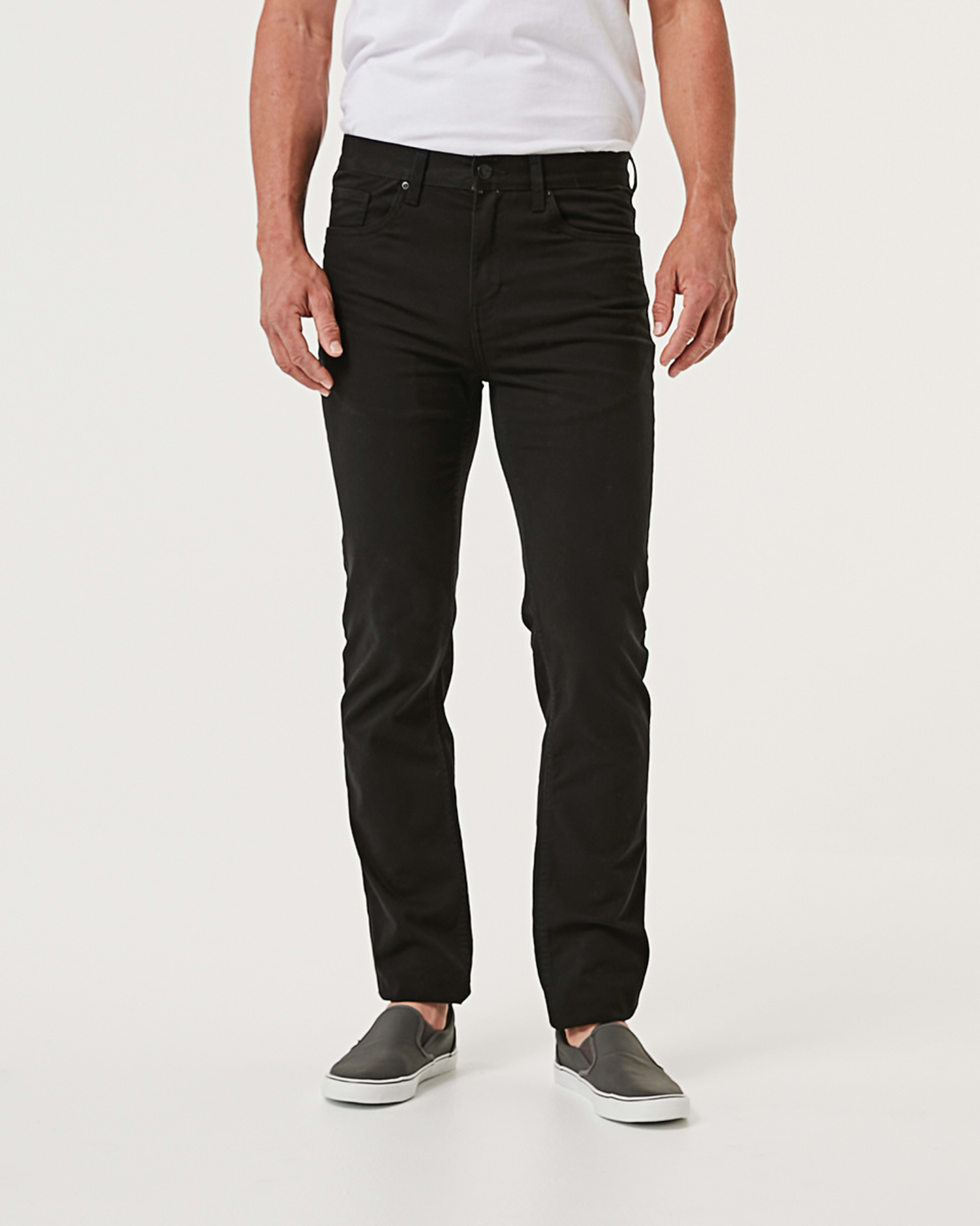 1 Straight Stretch Jeans SOLID BLACK, 1 of 5