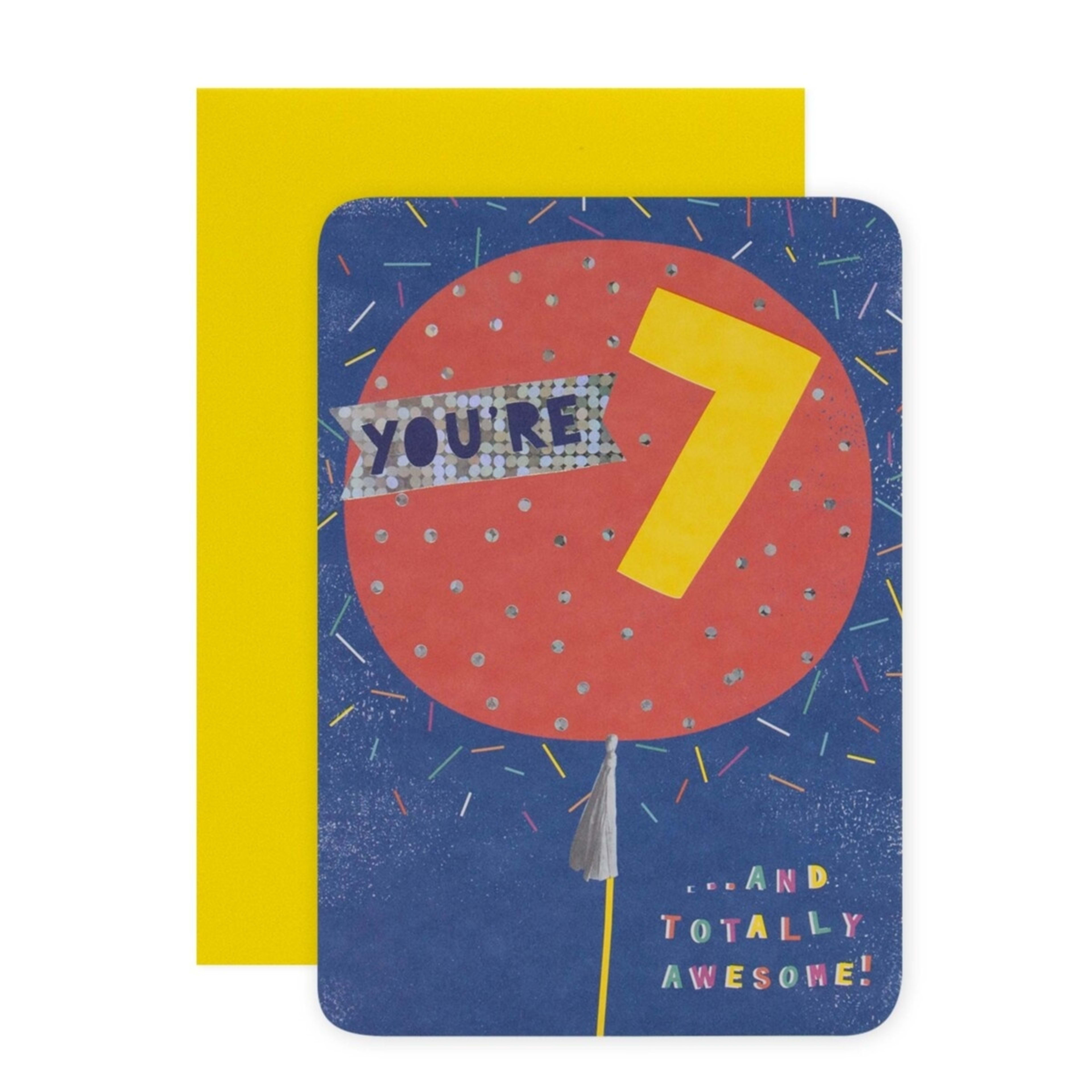 1 Hallmark 7th Birthday Card - Colourful Balloon