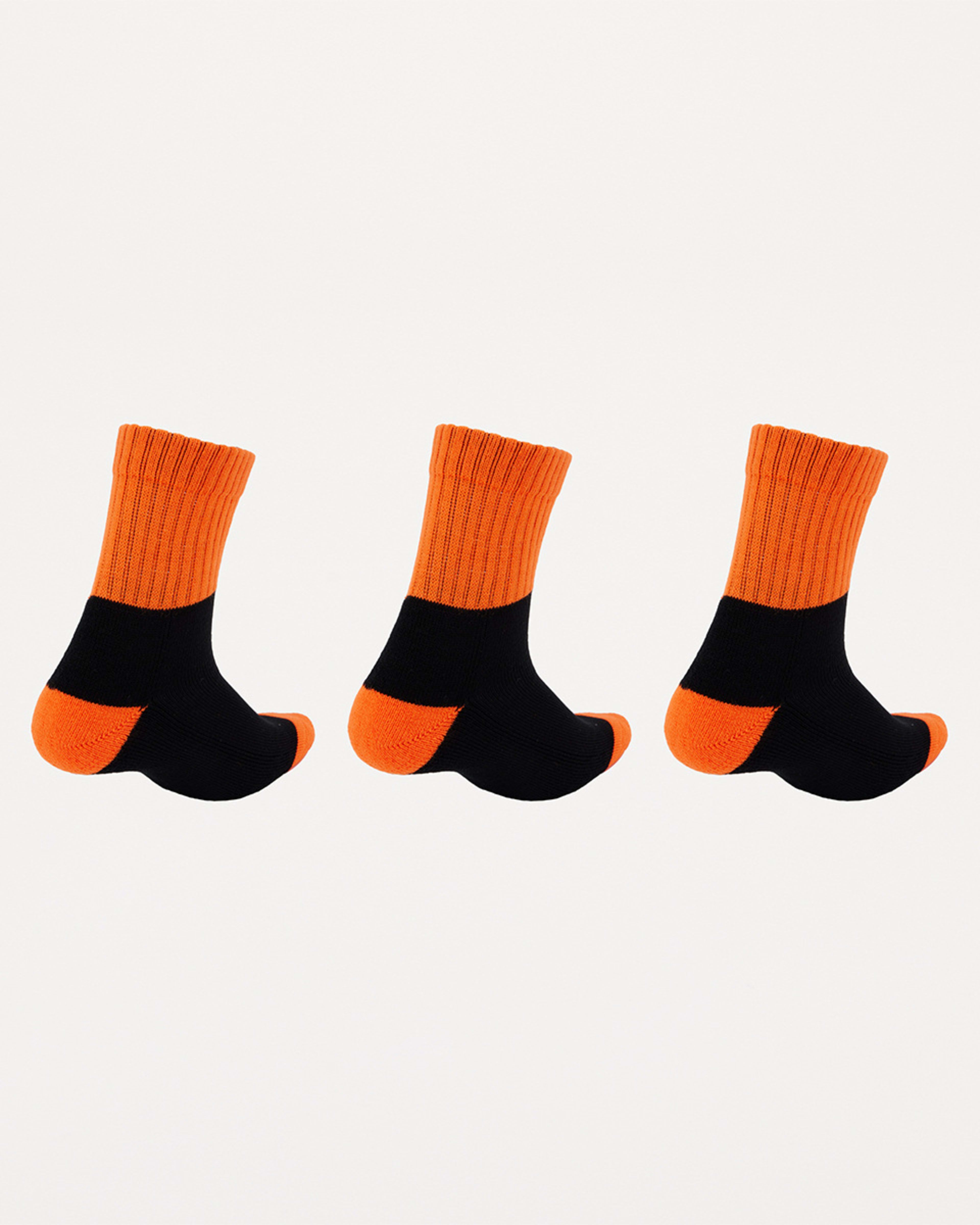 2 3 Pack Quarter Crew Work Socks Black Orange Top, 2 of 3