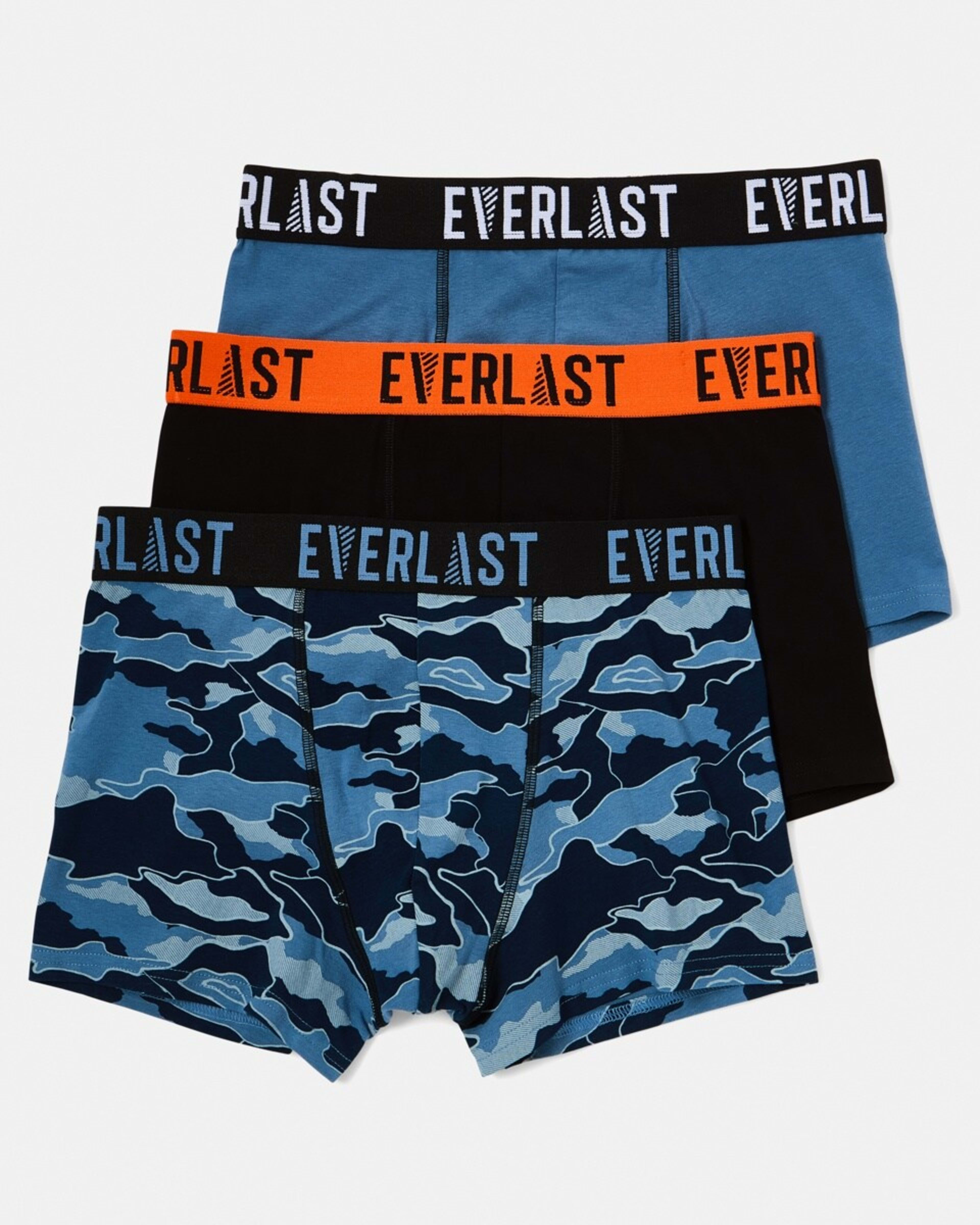 1 3 Pack Everlast Mens Workwear Trunks BLUE CAMO
