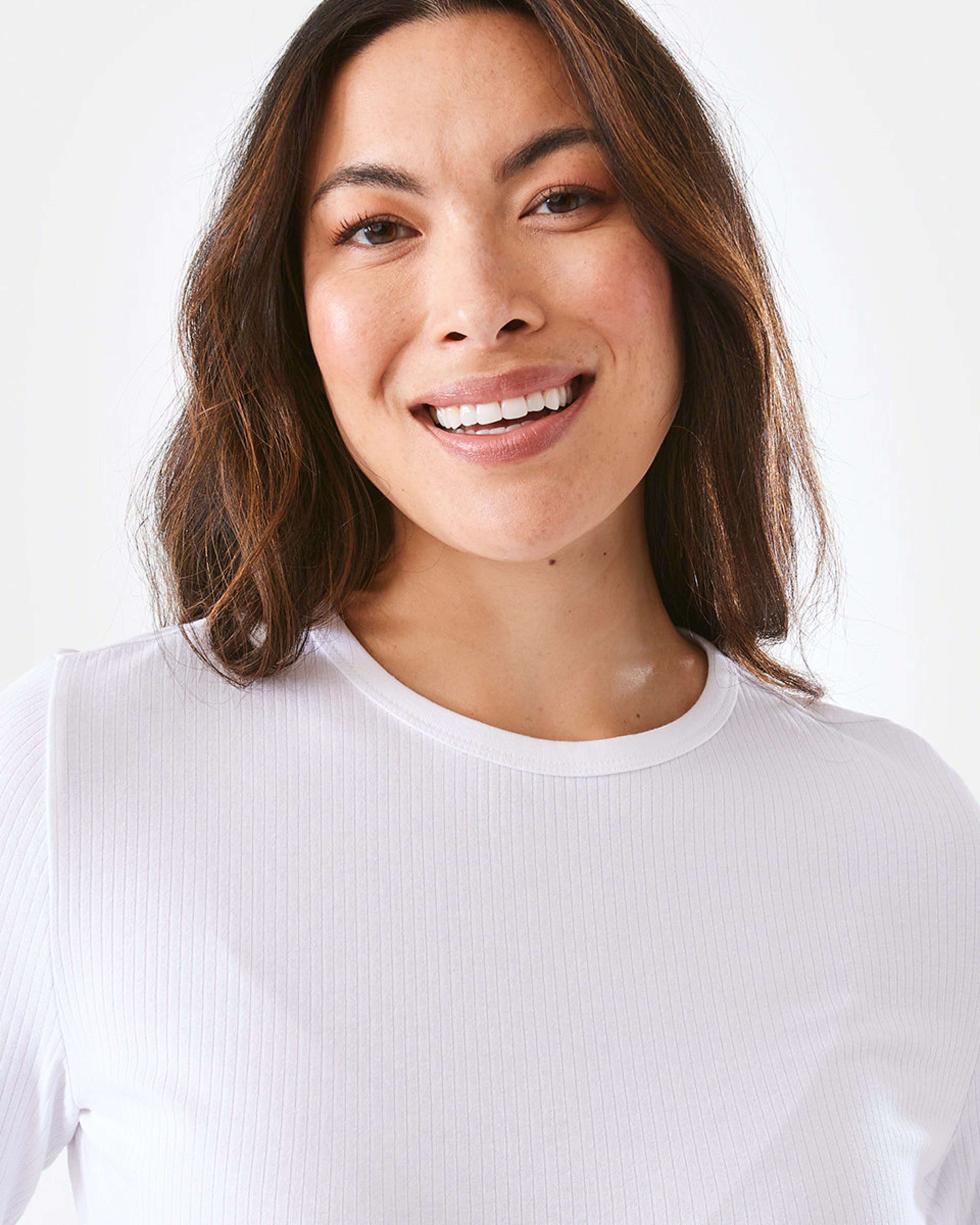 4 Long Sleeve Rib Crew Neck T-shirt White, 4 of 5