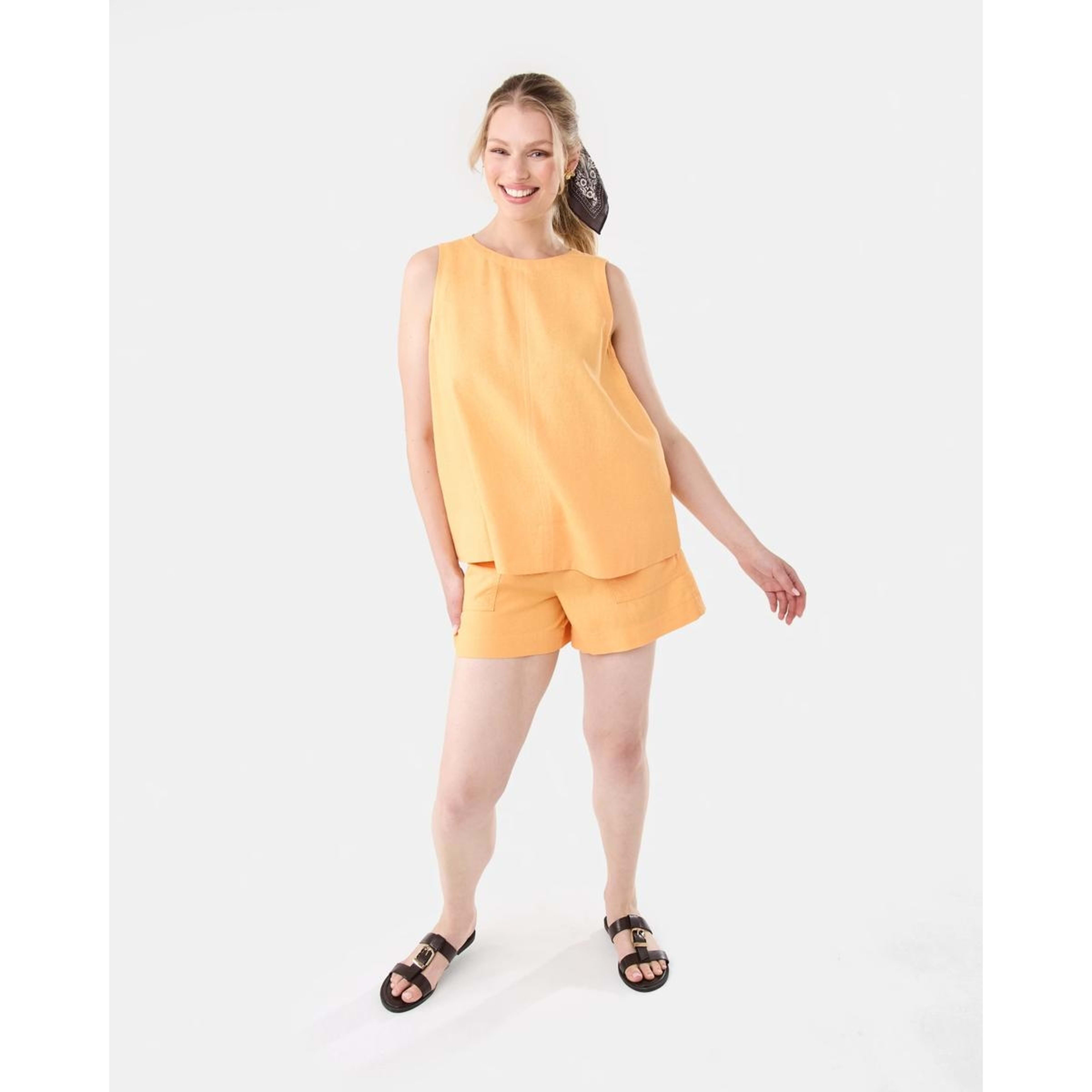 5 Ditsy Flower Print Hair Scarf - Brown, 5 of 10