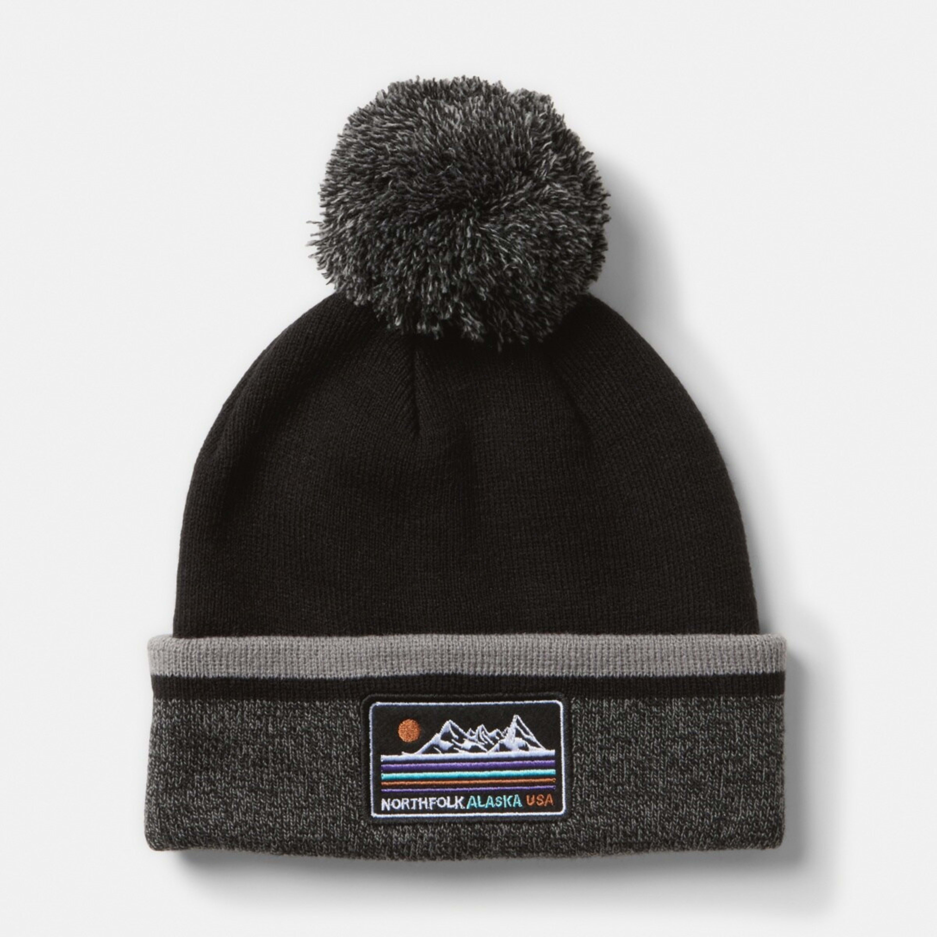 1 Chunky Pom Beanie Northfok Alaska Usa Grey, 1 of 4