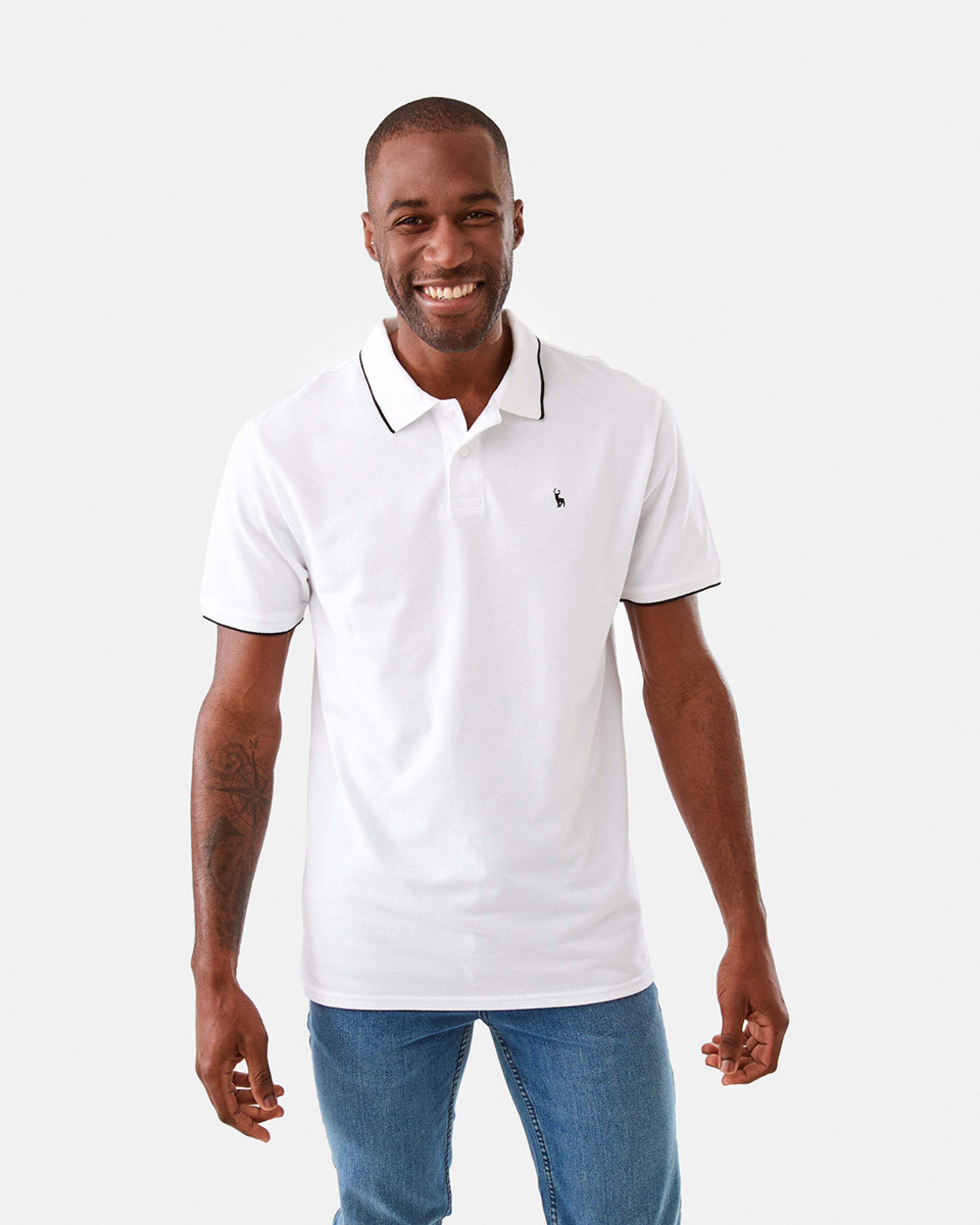 1 Tipped Pique Polo Shirt White, 1 of 7