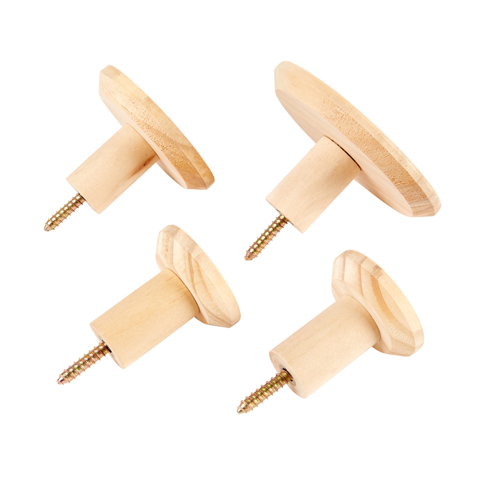 4 Pack Wooden Round Wall Hooks Kmart