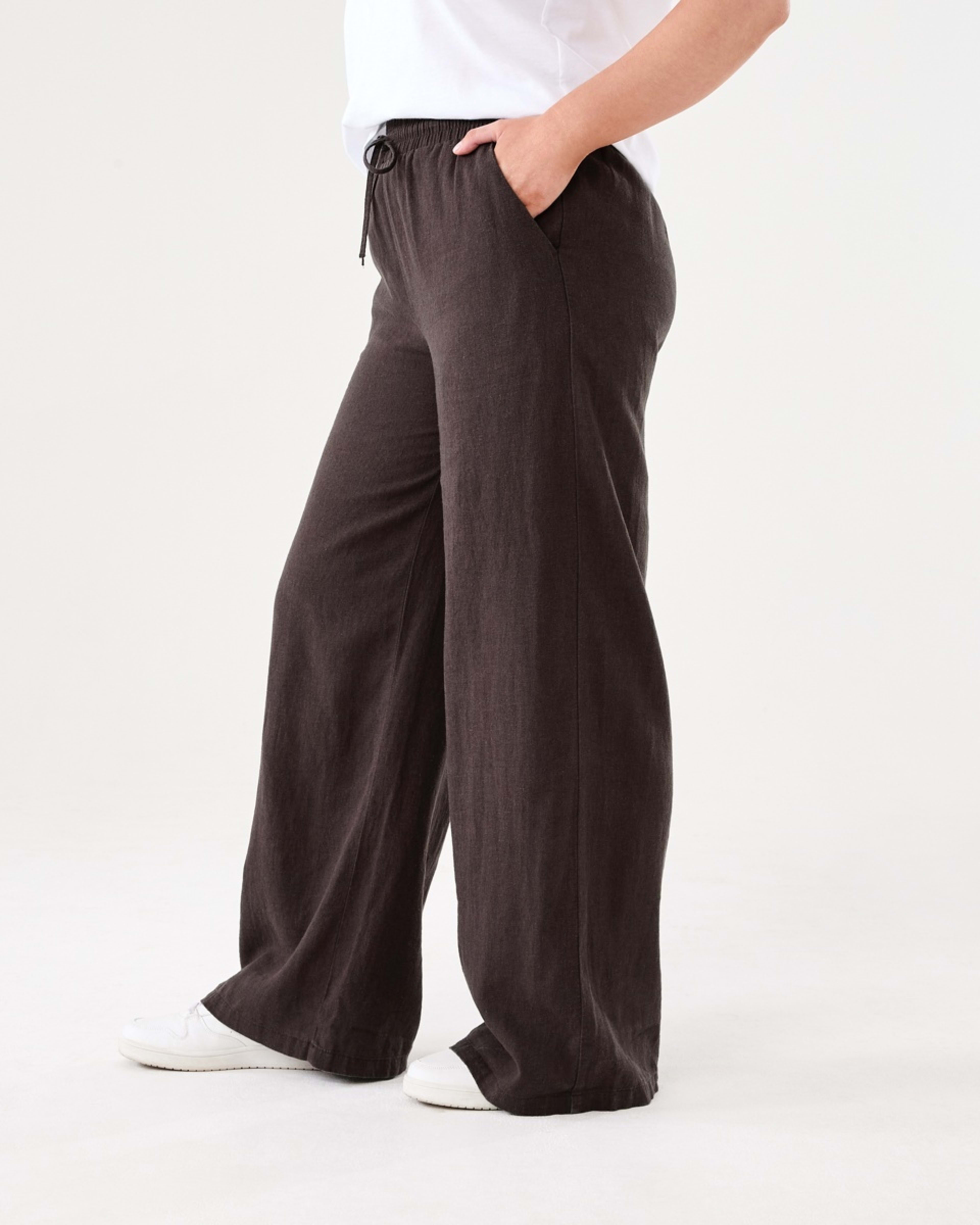 2 Linen Blend Wide Leg Pants DARK ESPRESSO, 2 of 5
